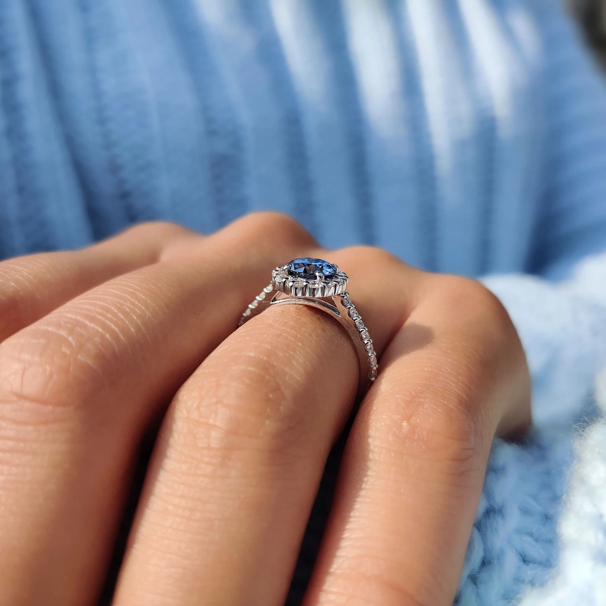 Round Moissanite Halo Engagement Ring - Image 4