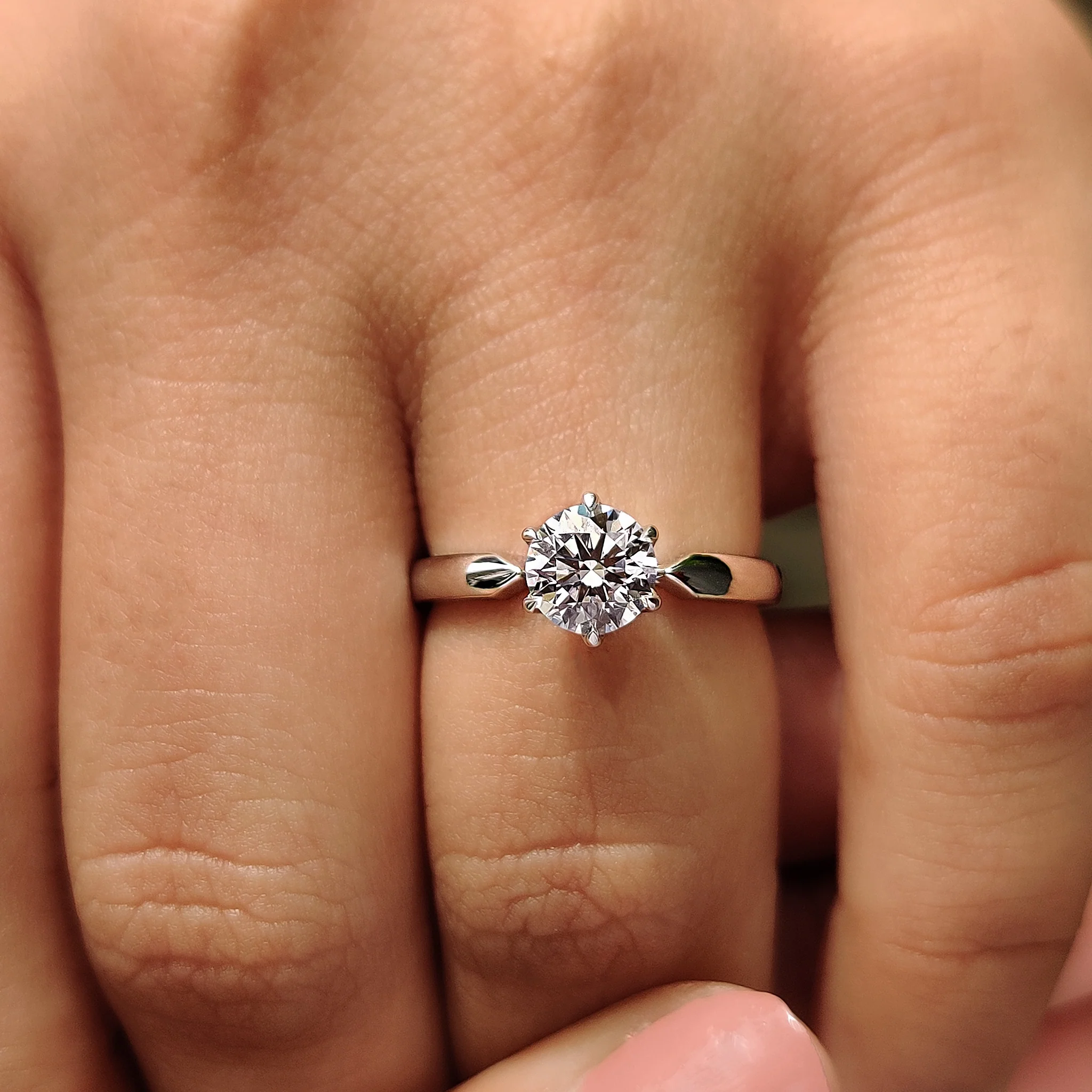 Round Solitaire Engagement Ring With Tulip Style - Image 2