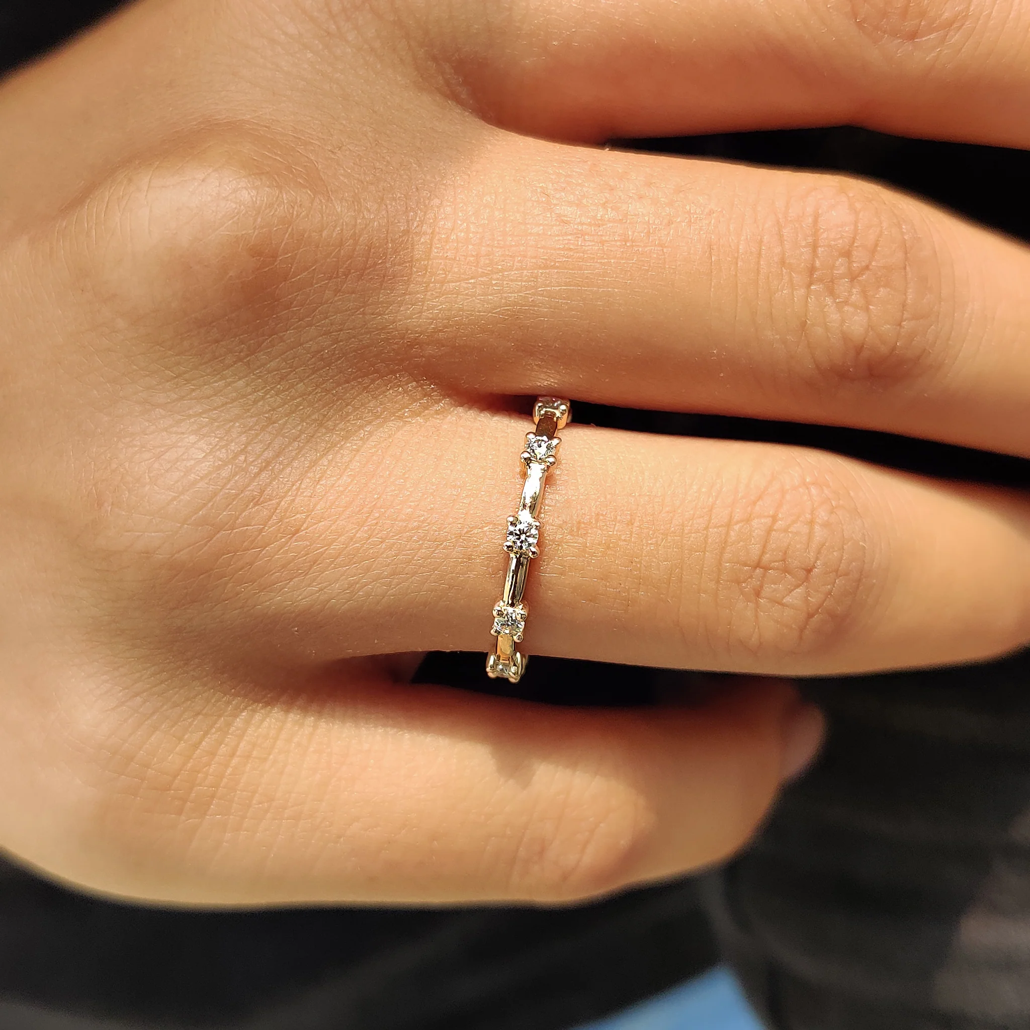 Round Wedding Band In Distance Pave Style - Image 6