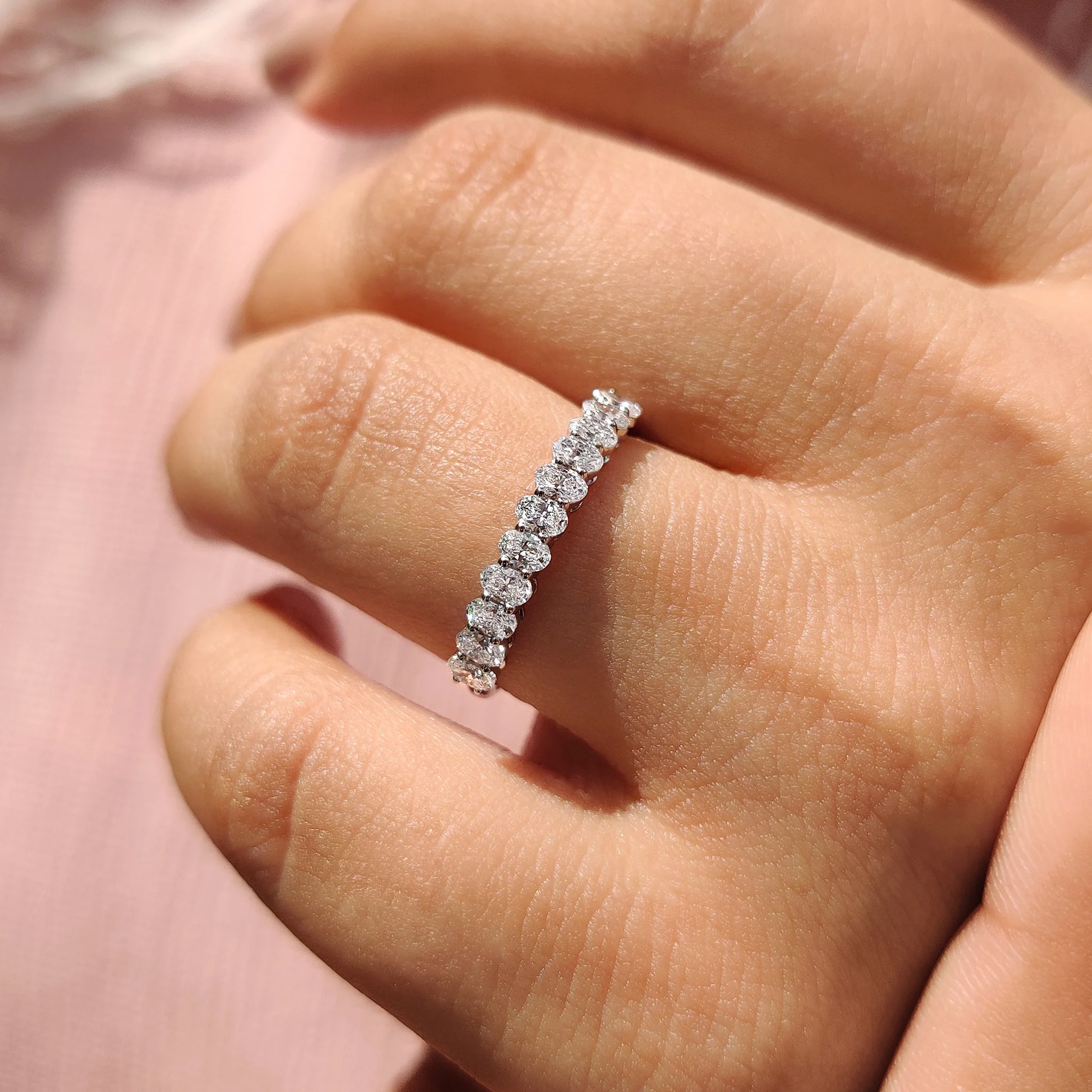 Semi Eternity Oval Diamond Band - Image 4