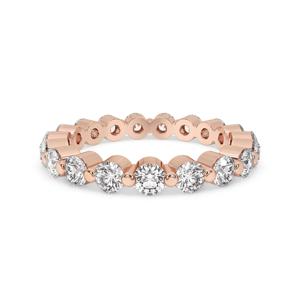 Shared Prong Wedding Band - Brilliant Cut Diamond