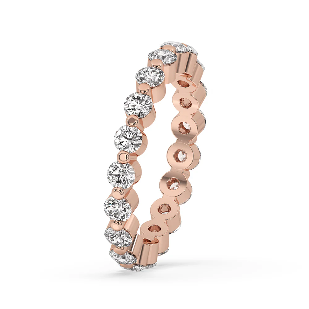 Shared Prong Wedding Band - Brilliant Cut Diamond - Image 3