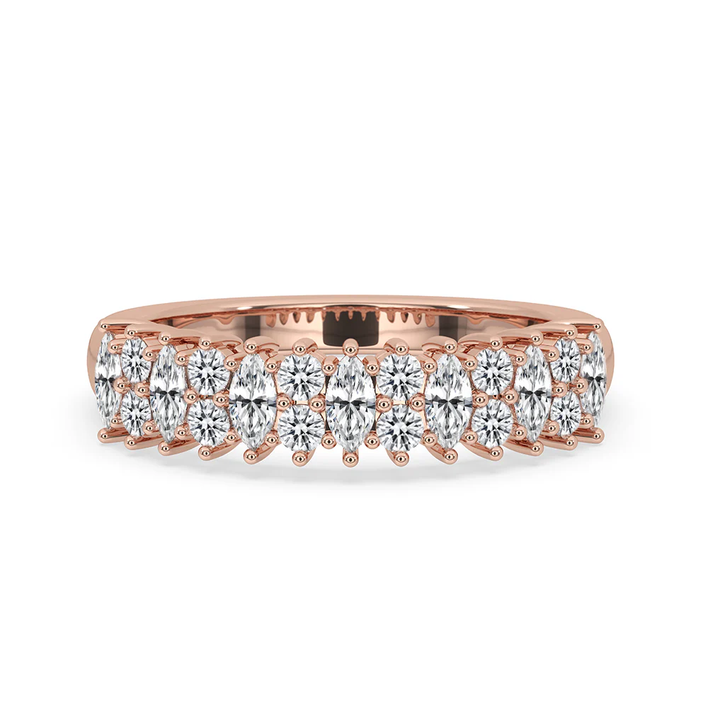 Shared Prong Wedding Band In Rose Gold