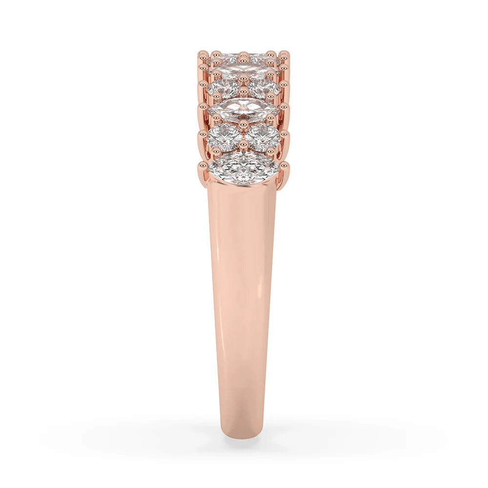 Shared Prong Wedding Band In Rose Gold - Image 3