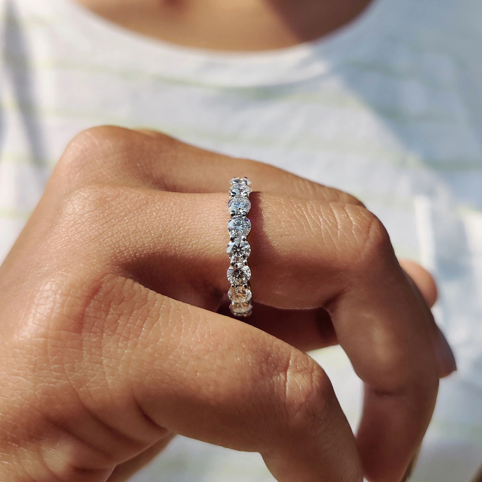 Shared Prong Wedding Band In Full Eternity - Image 3