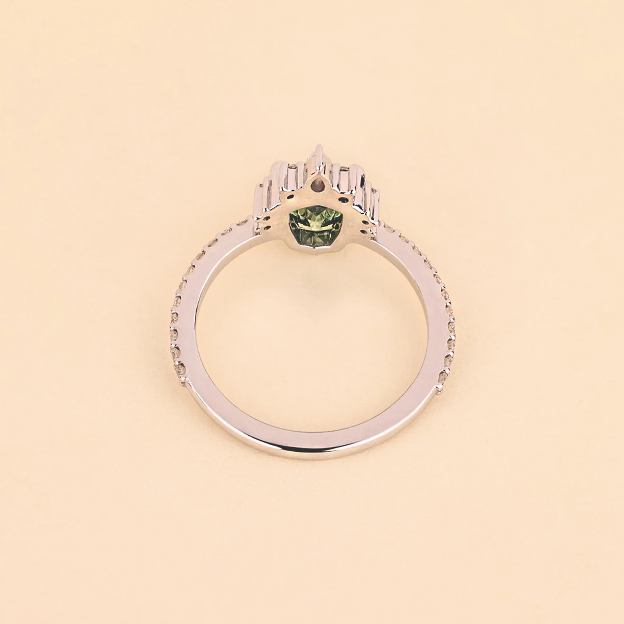 Shield Cut Green Gemstone Ring - Image 11
