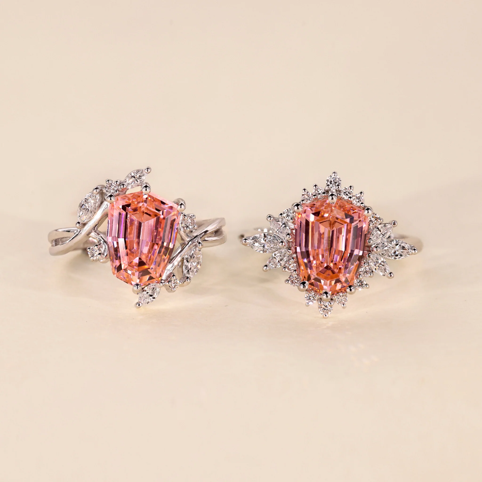 Shield Cut Pink Gemstone Ring - Image 13