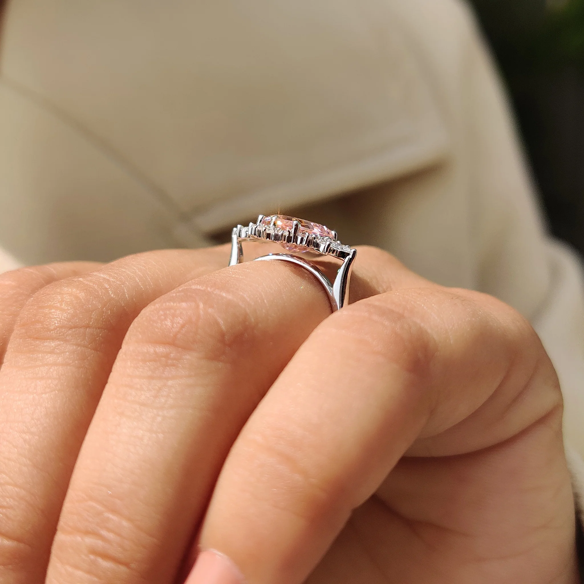 Shield Cut Pink Gemstone Ring - Image 5