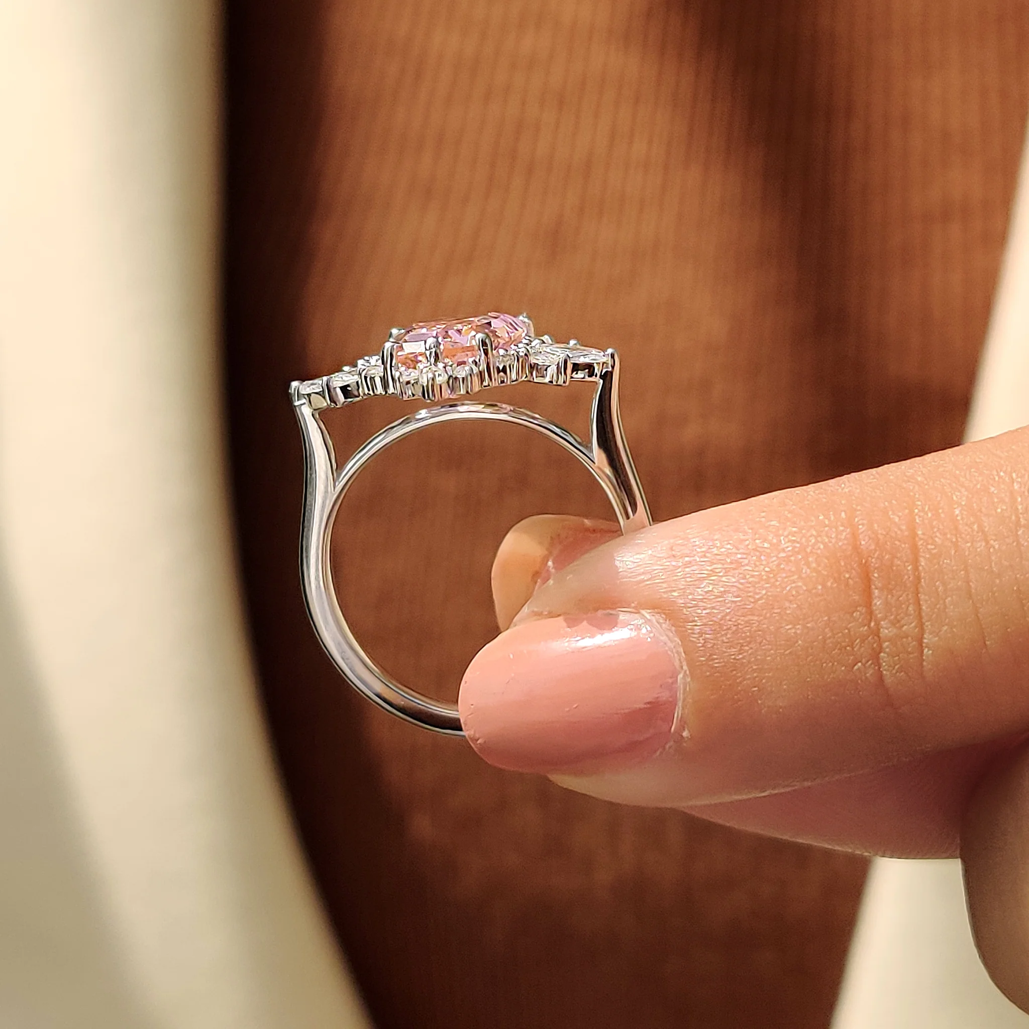 Shield Cut Pink Gemstone Ring - Image 8