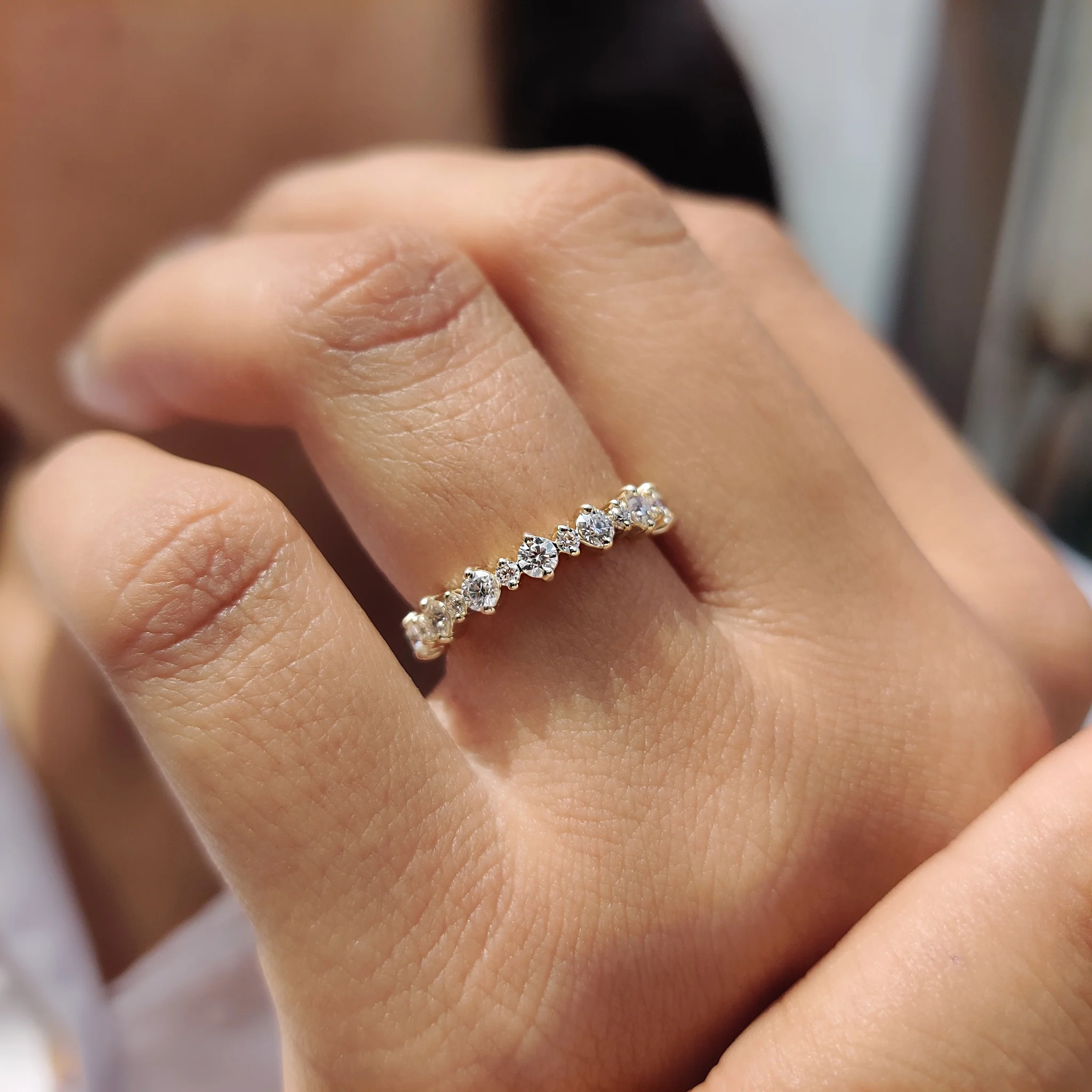 Simple Gold Wedding Band With Round Cut Moissanite - Image 6