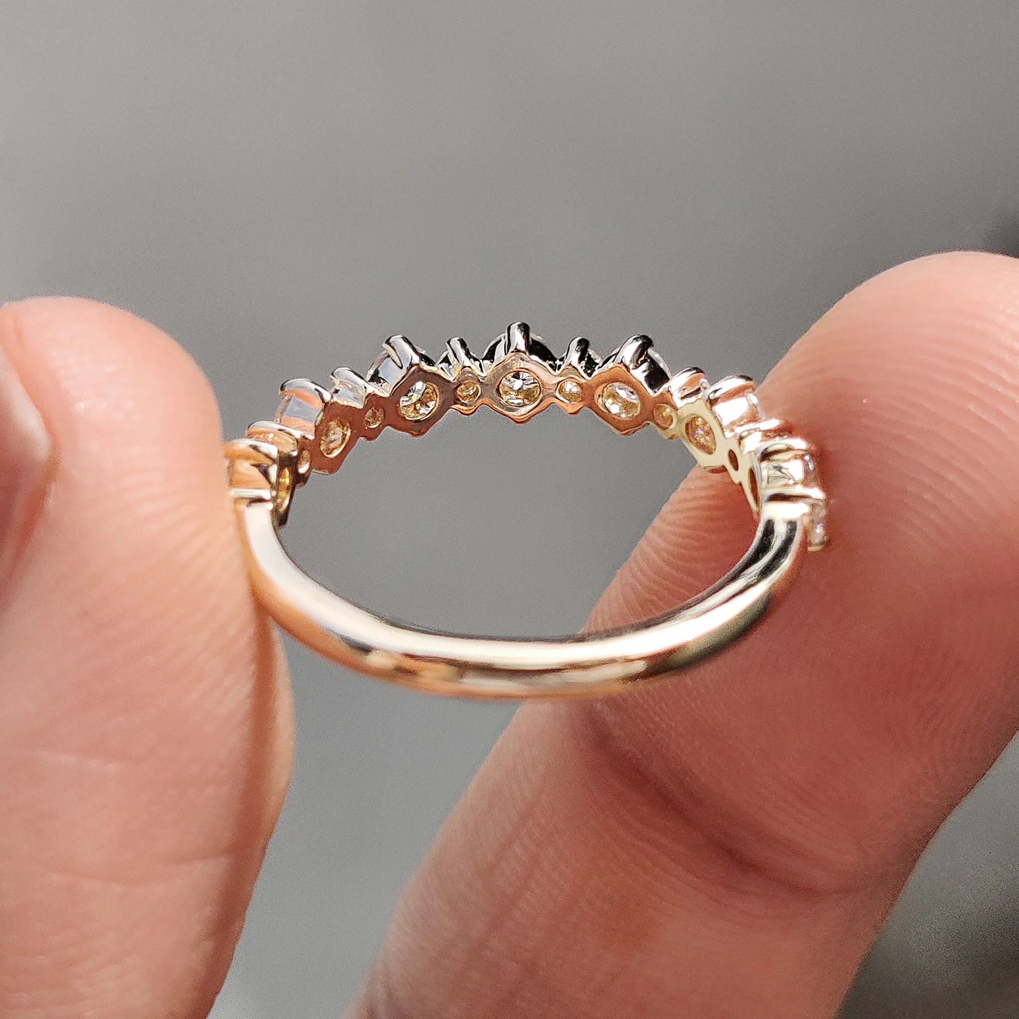 Simple Gold Wedding Band With Round Cut Moissanite - Image 8