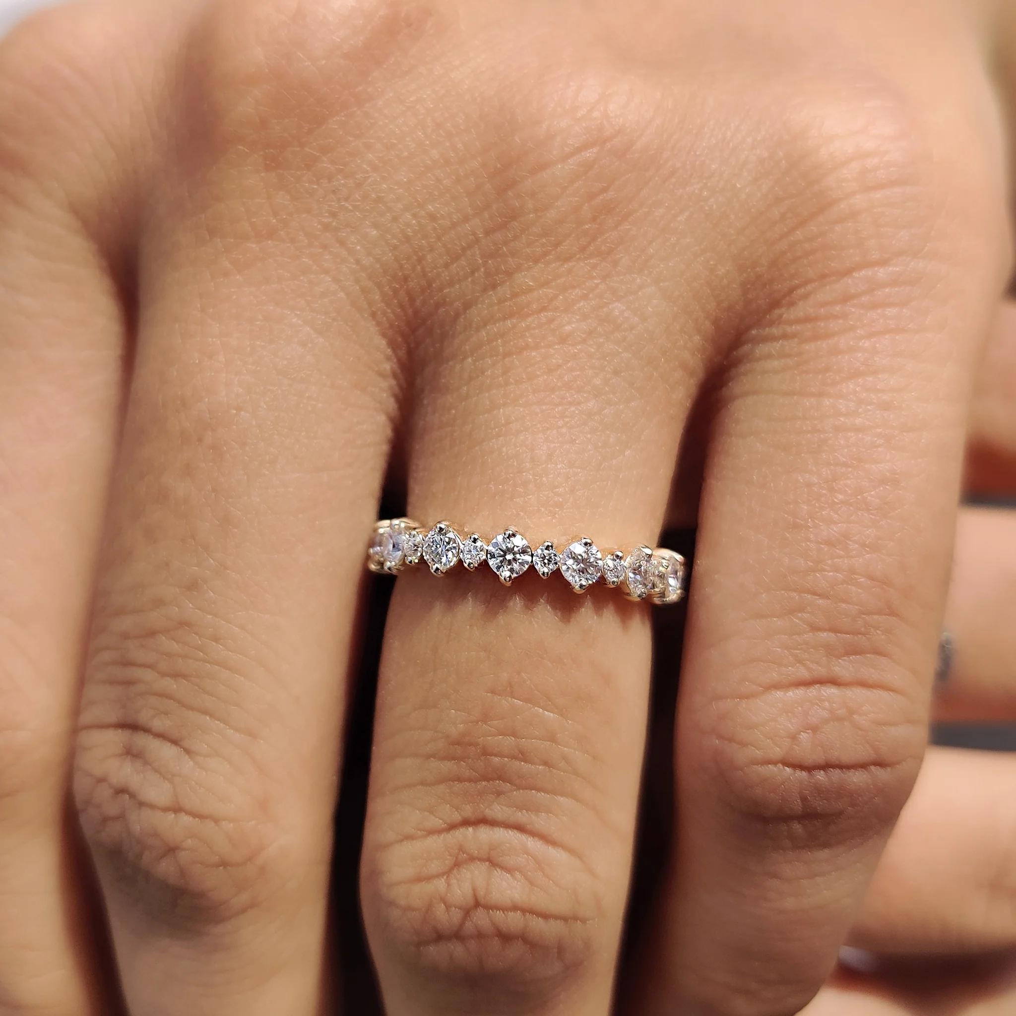 Simple Gold Wedding Band With Round Cut Moissanite - Image 9