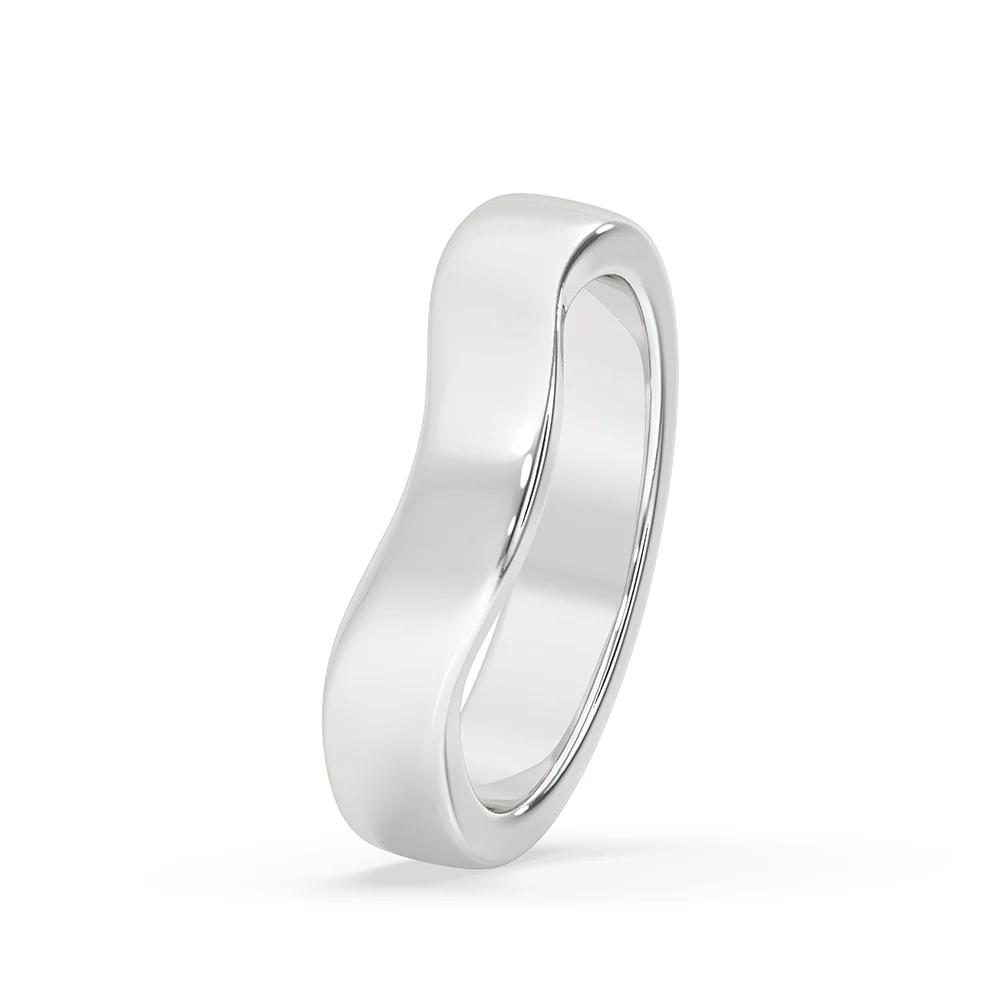 Simple Womens Wedding Band In Curvy Style - Image 3