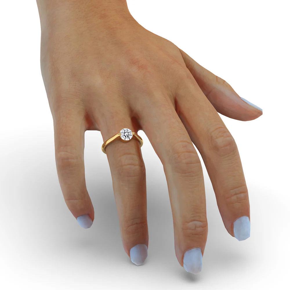 Single Diamond Engagement Ring Round Diamond in Gold Setting - Image 3