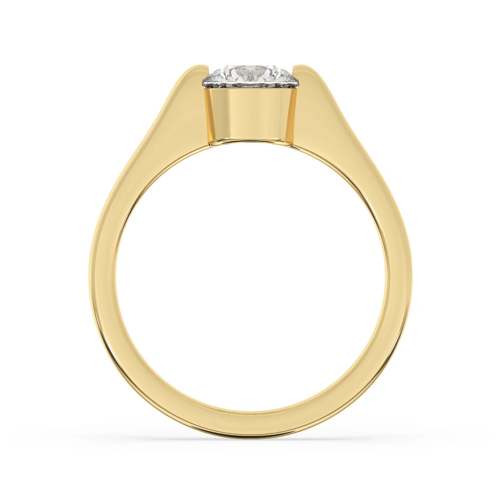 Single Diamond Engagement Ring Round Diamond in Gold Setting - Image 4