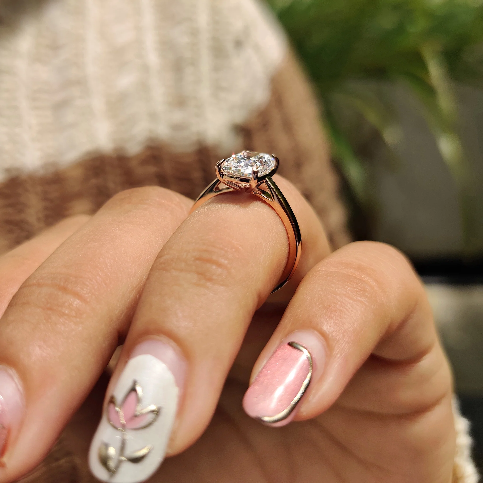 Elongated Cushion Cut Diamond Engagement Ring - Image 10