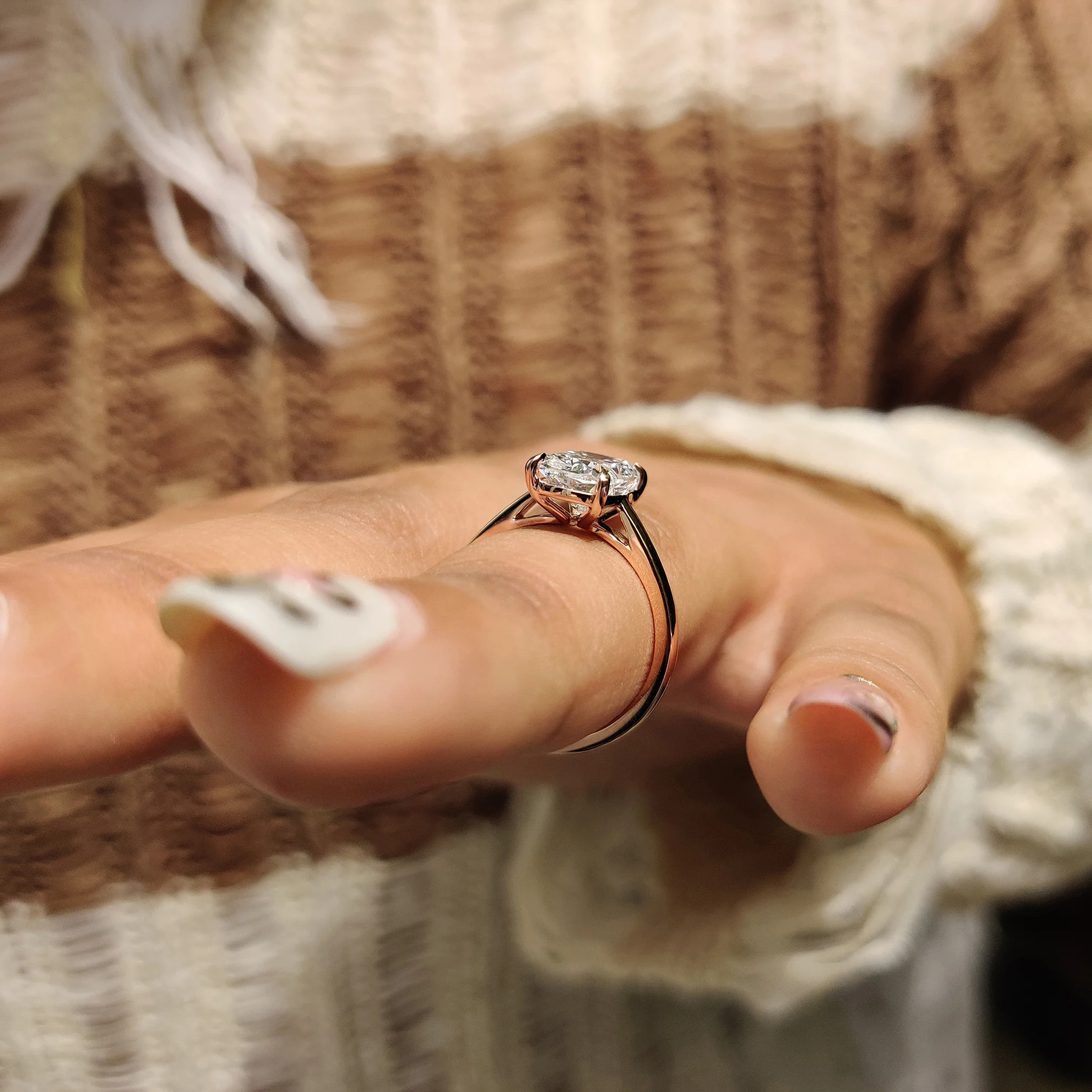 Elongated Cushion Cut Diamond Engagement Ring - Image 4