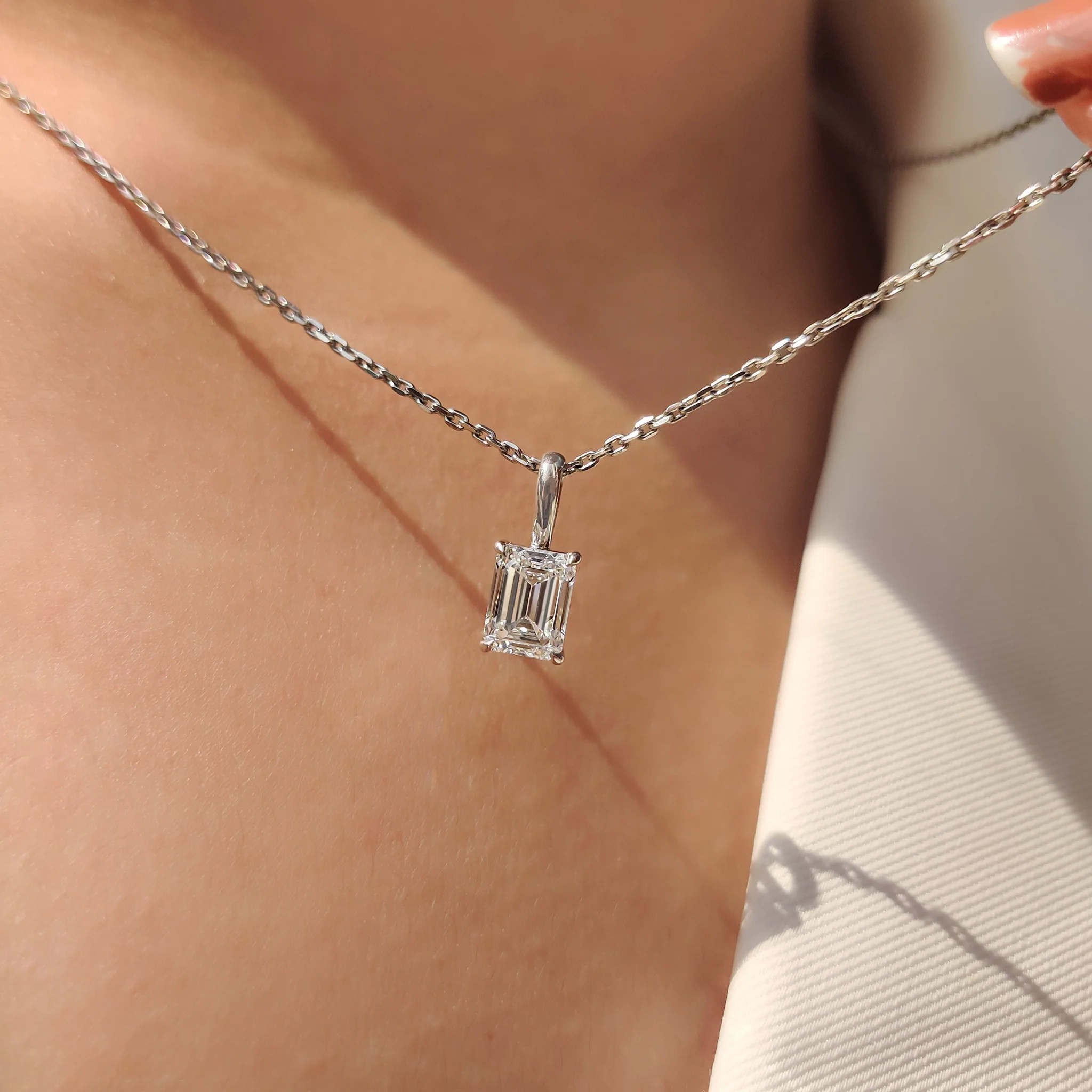 Emerald Cut Pendant With Solitaire style - Image 6
