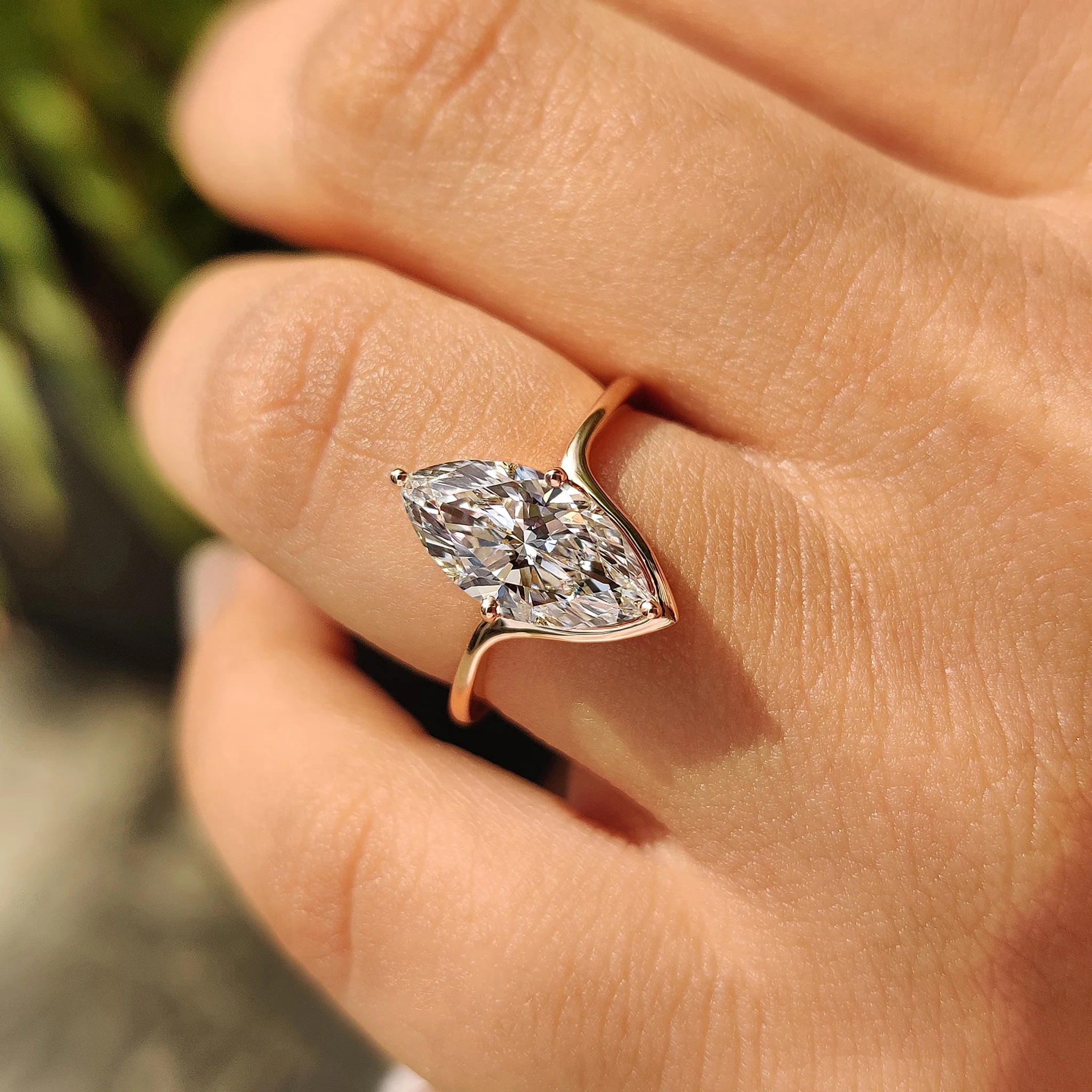 Solitaire Marquise Cut Engagement Ring - Image 6