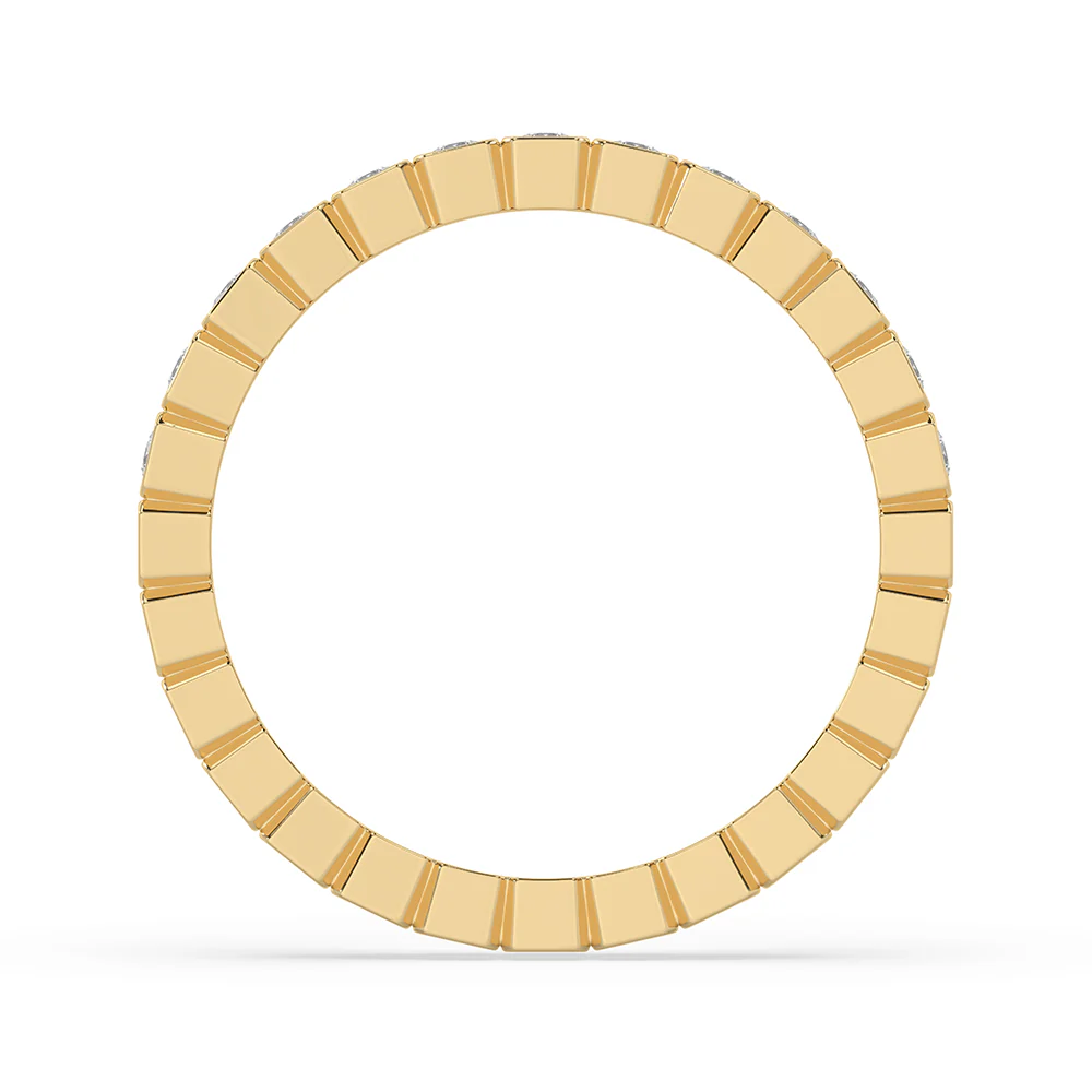 Square Bezel Box Yellow Gold Diamond Wedding Band - Image 4