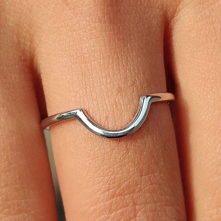 Stackable Curved Wedding Band White Gold - Image 2