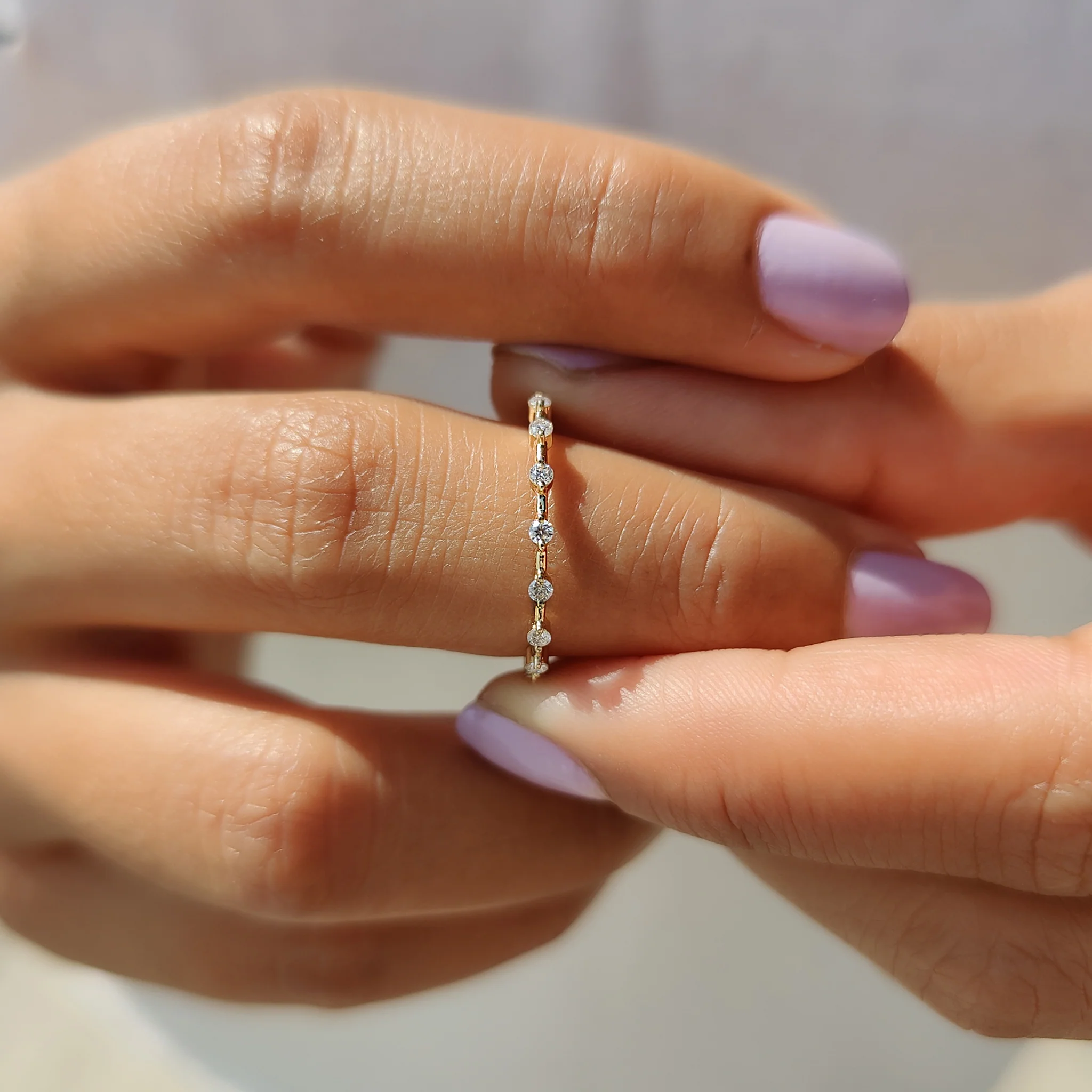 Stackable Wedding Band With Round Cut Moissanite - Image 5