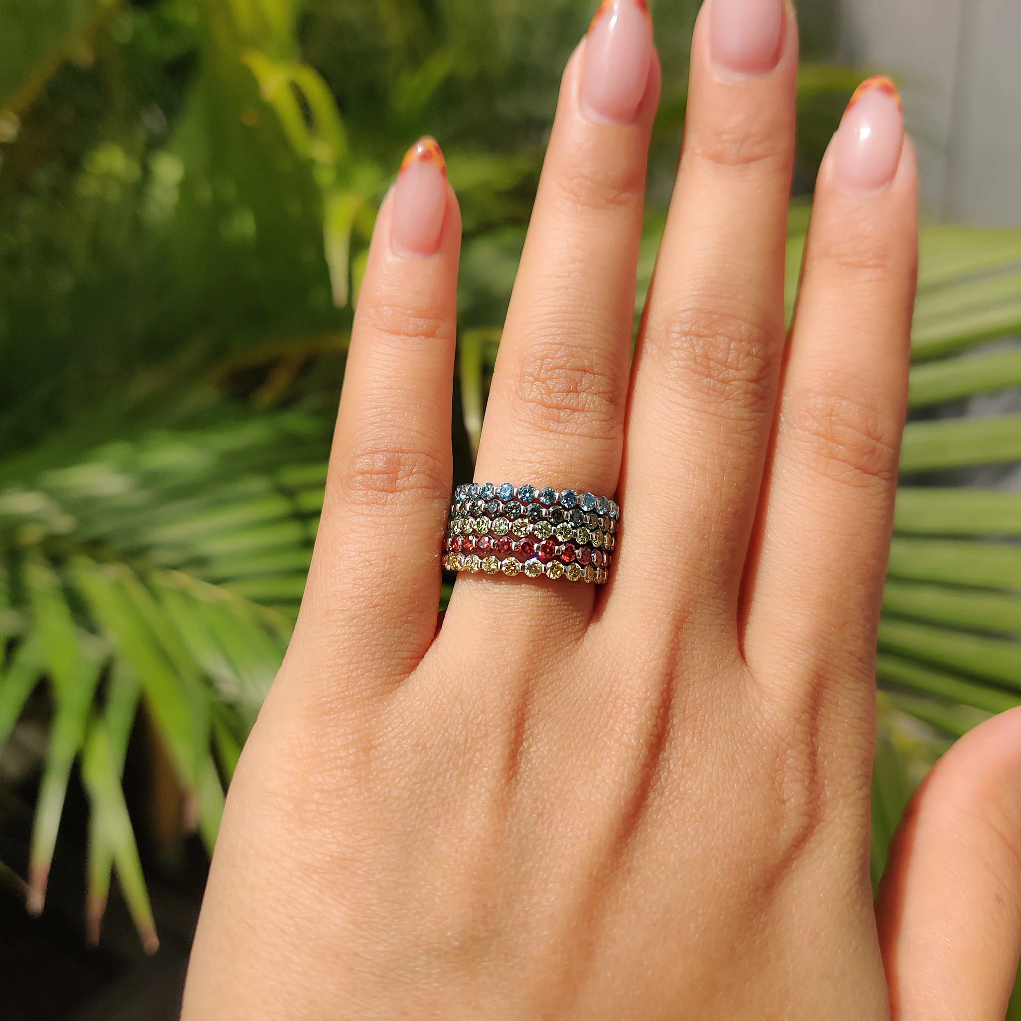 Stackable Wedding Bands In Colored Diamonds - Image 5
