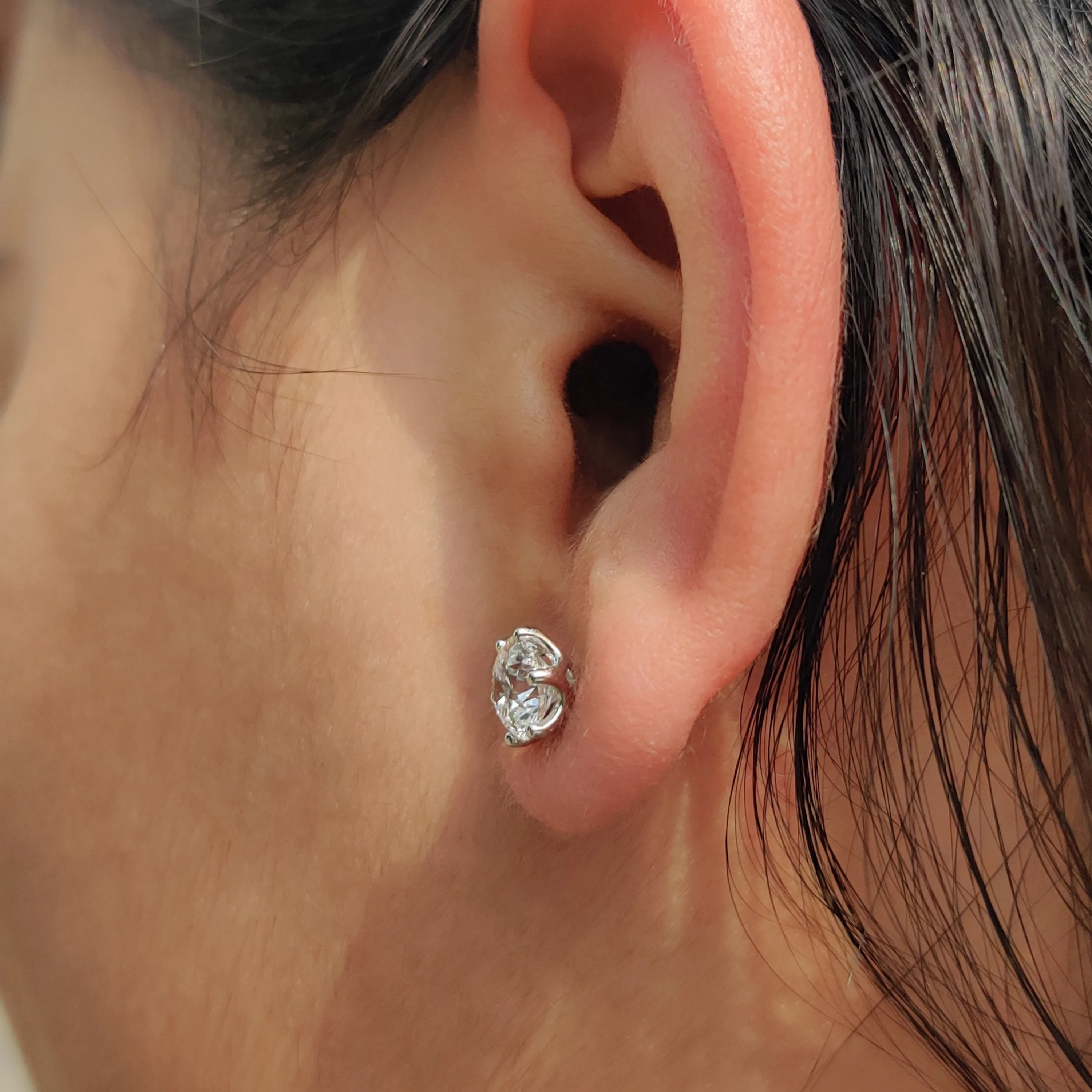 Stud Round Cut Diamond Earrings - Image 8