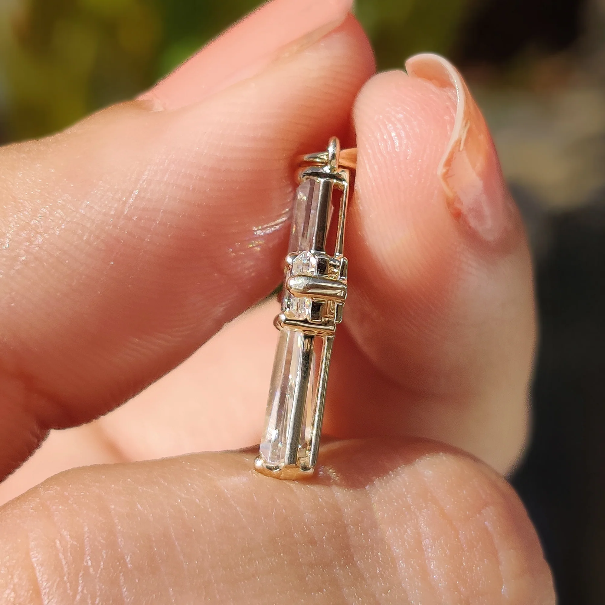 Tapered Baguette Moissanite Gold Cross Pendant - Image 7