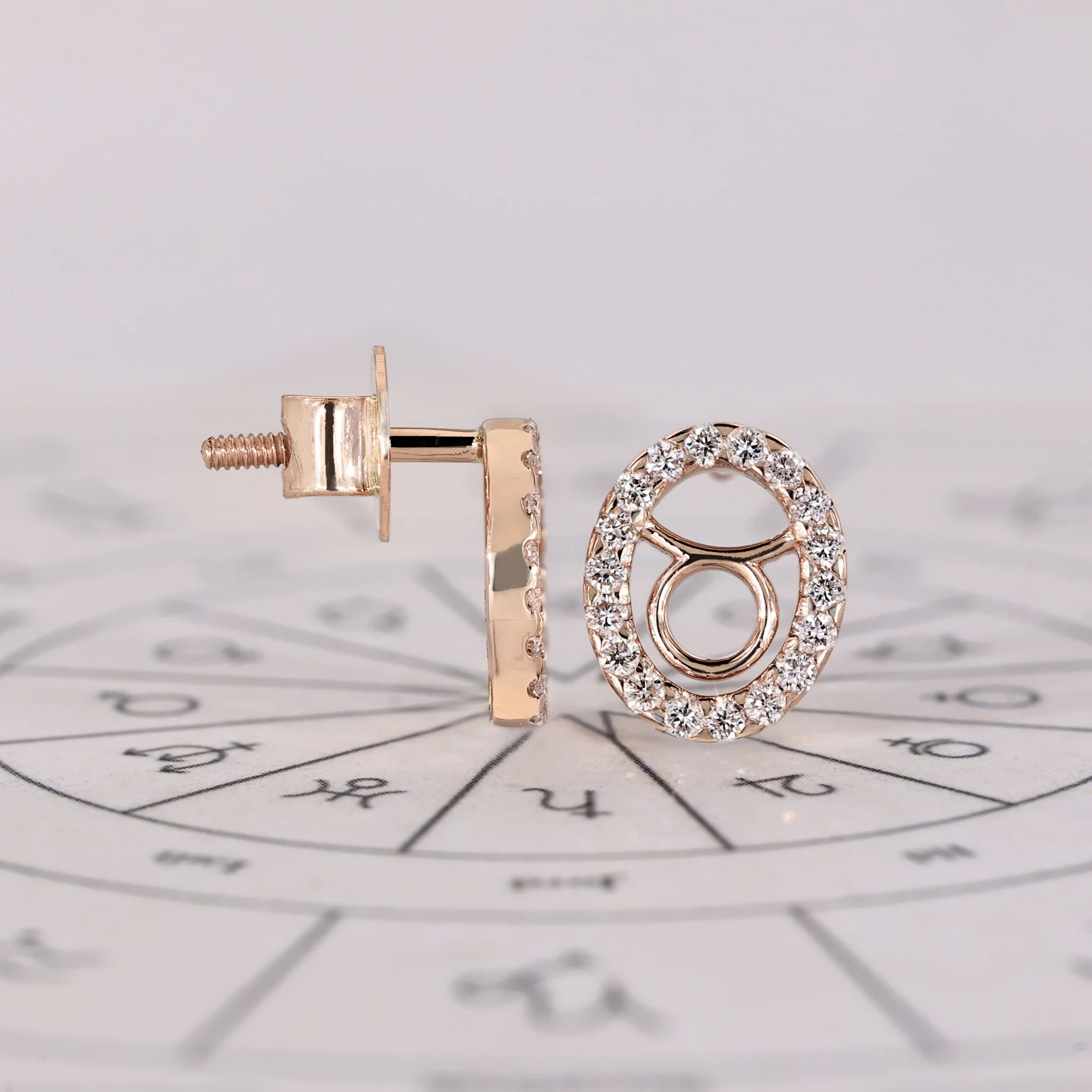 Taurus Earrings Stud In Halo Style - Image 2