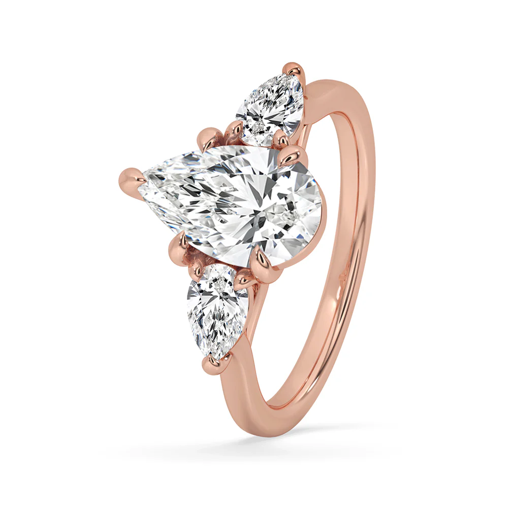 Three Stone Diamond Ring in Pear Diamond Setting - Image 2