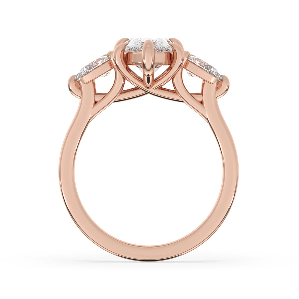 Three Stone Diamond Ring in Pear Diamond Setting - Image 3