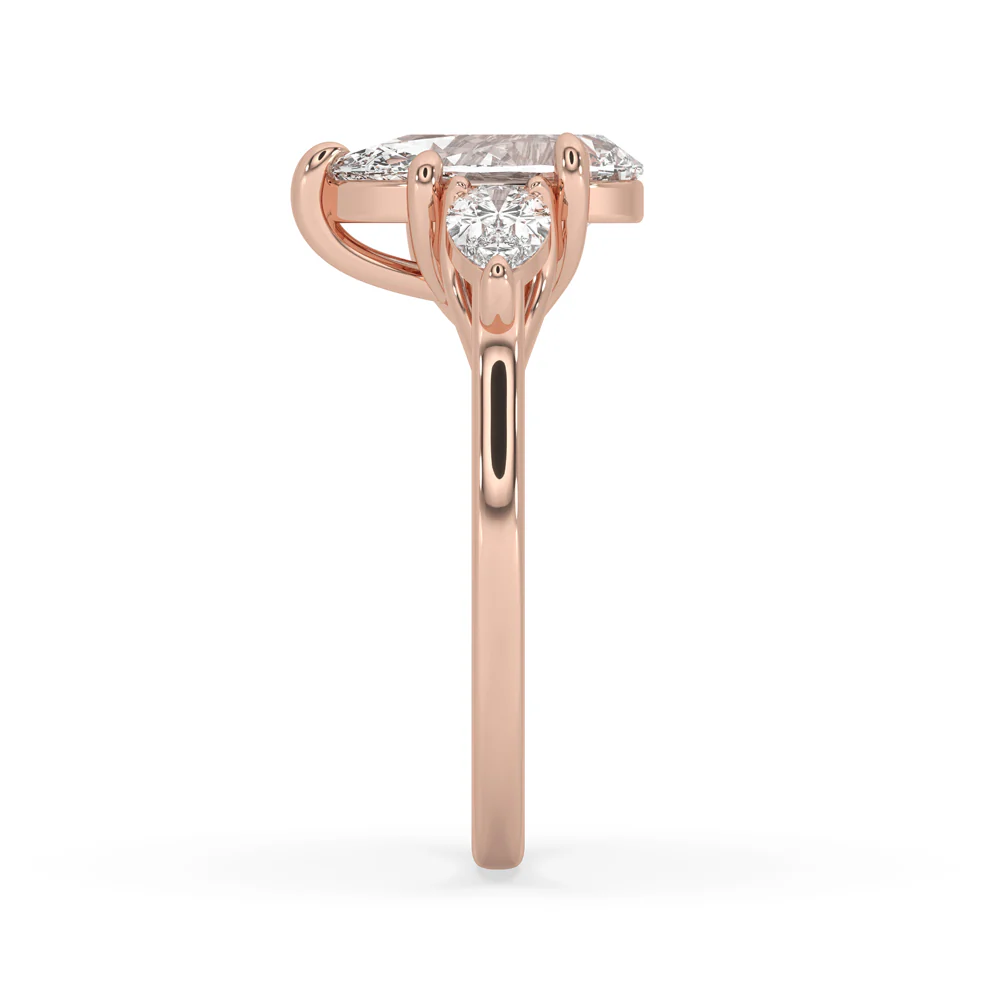 Three Stone Diamond Ring in Pear Diamond Setting - Image 4