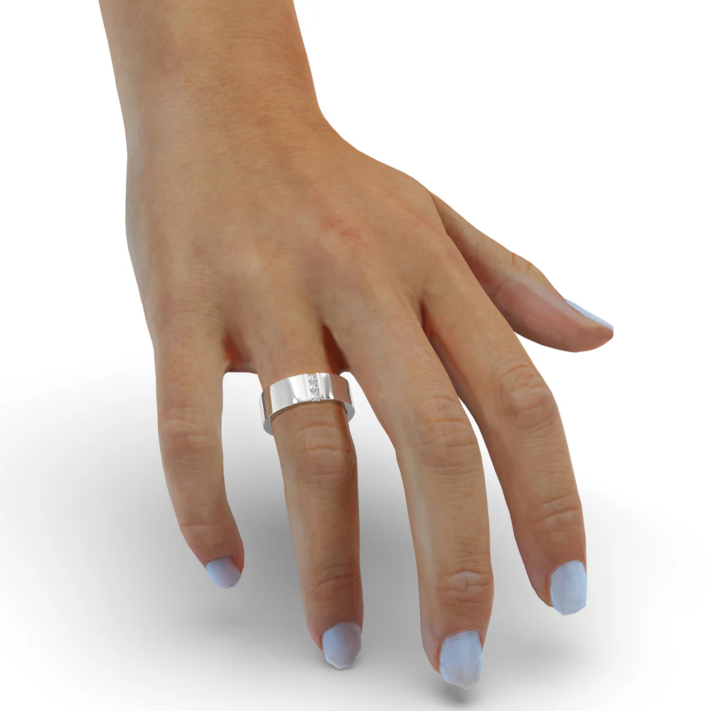 Three Stone Diamond Ring – Round Matte Finish - Image 5