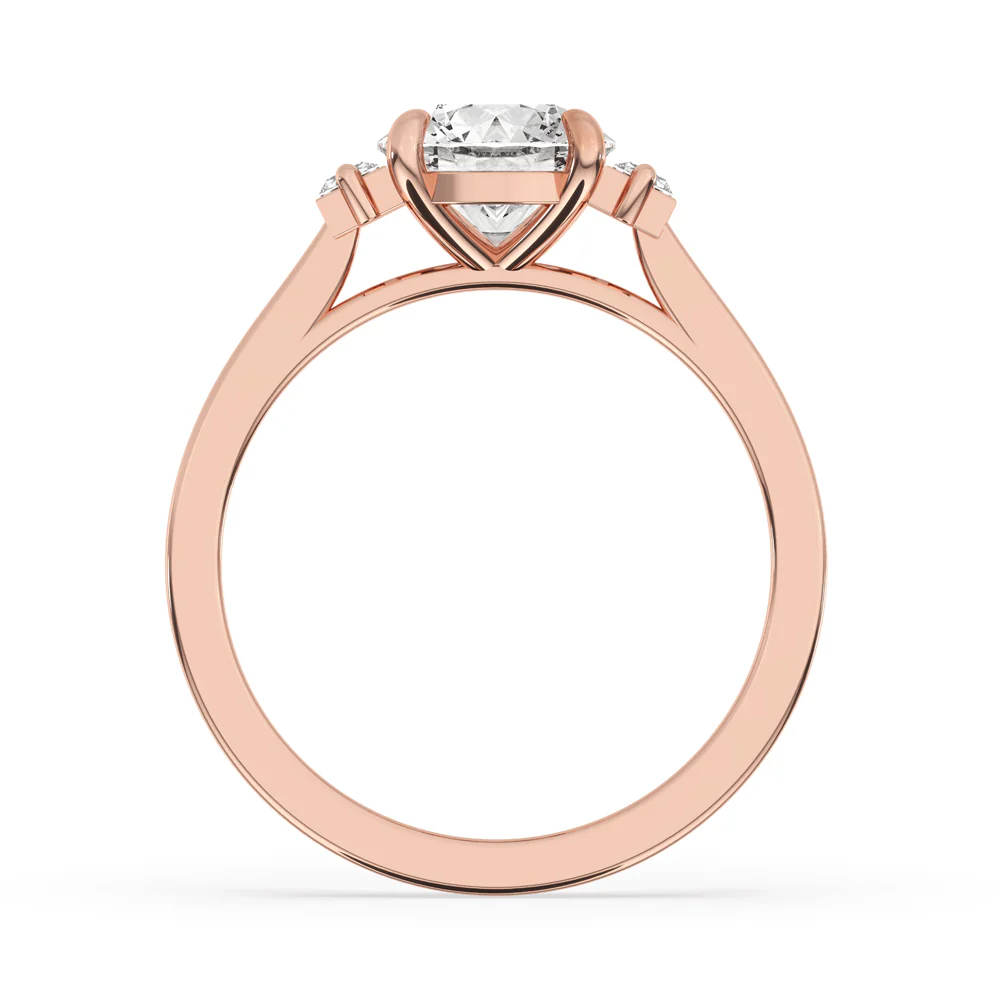 Round and Baguette Cut Three Stone Engagement Ring - Image 2