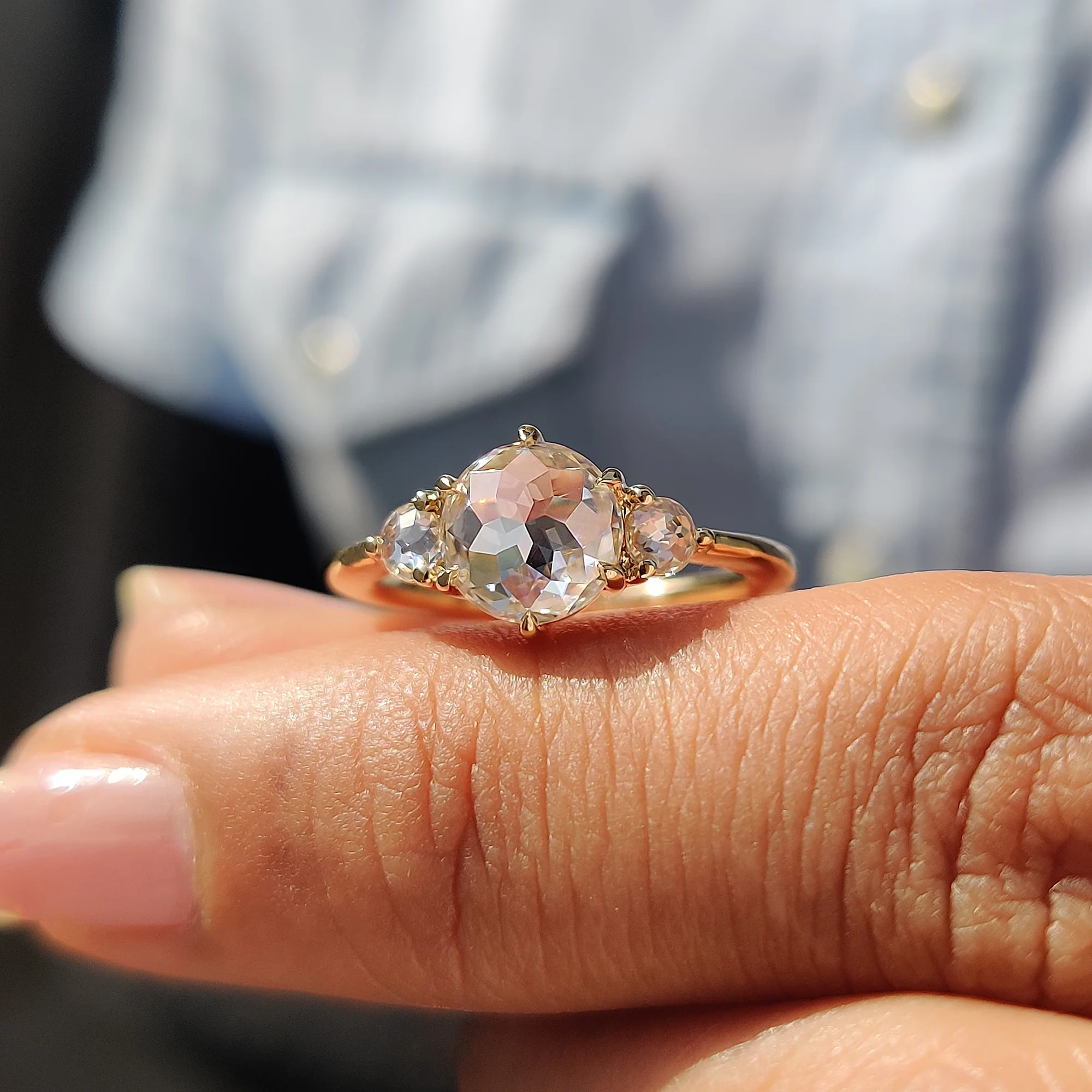 Three Stone Round Rose Cut Ring - Image 2