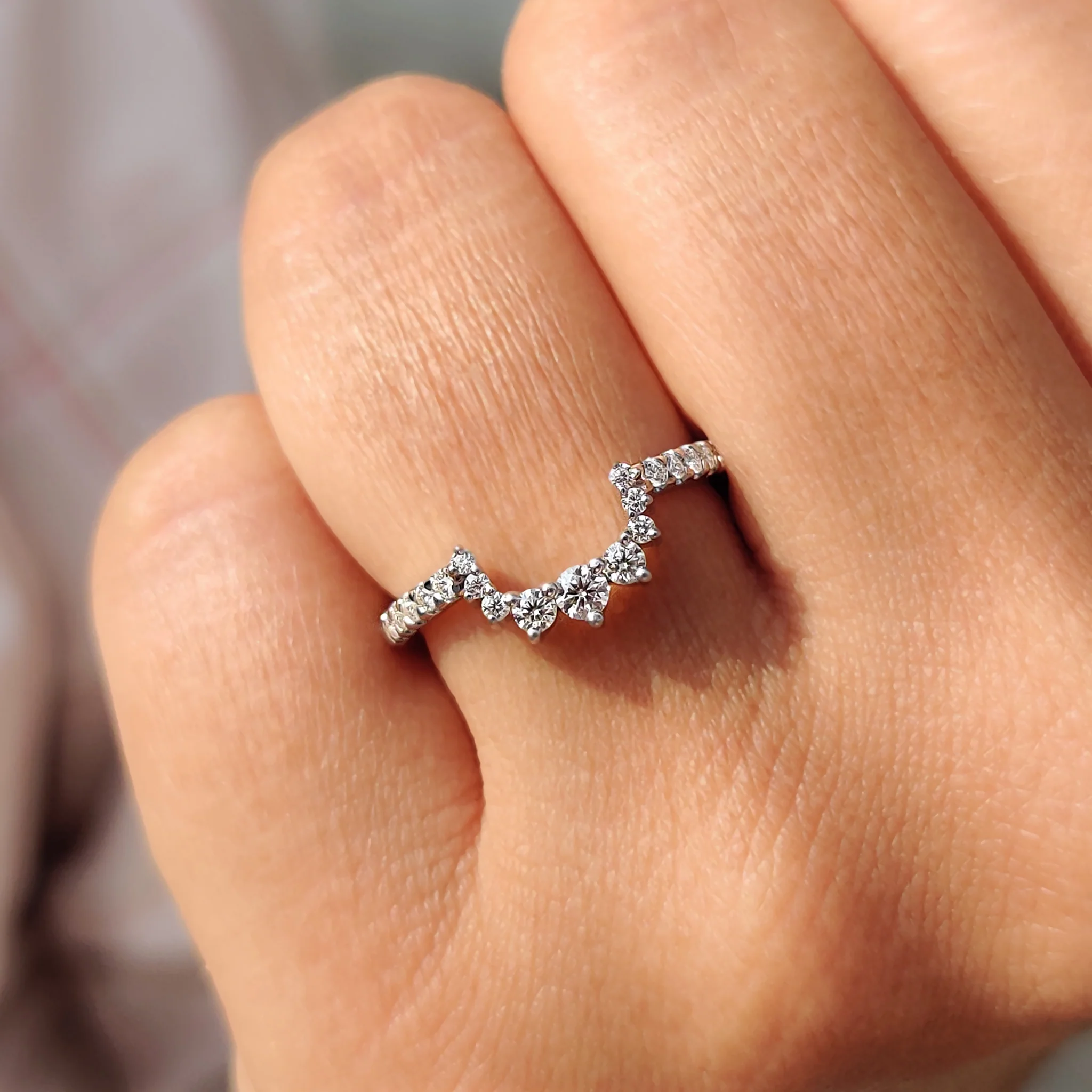 Round Cut Tiara Wedding Band With crown Style - Image 9