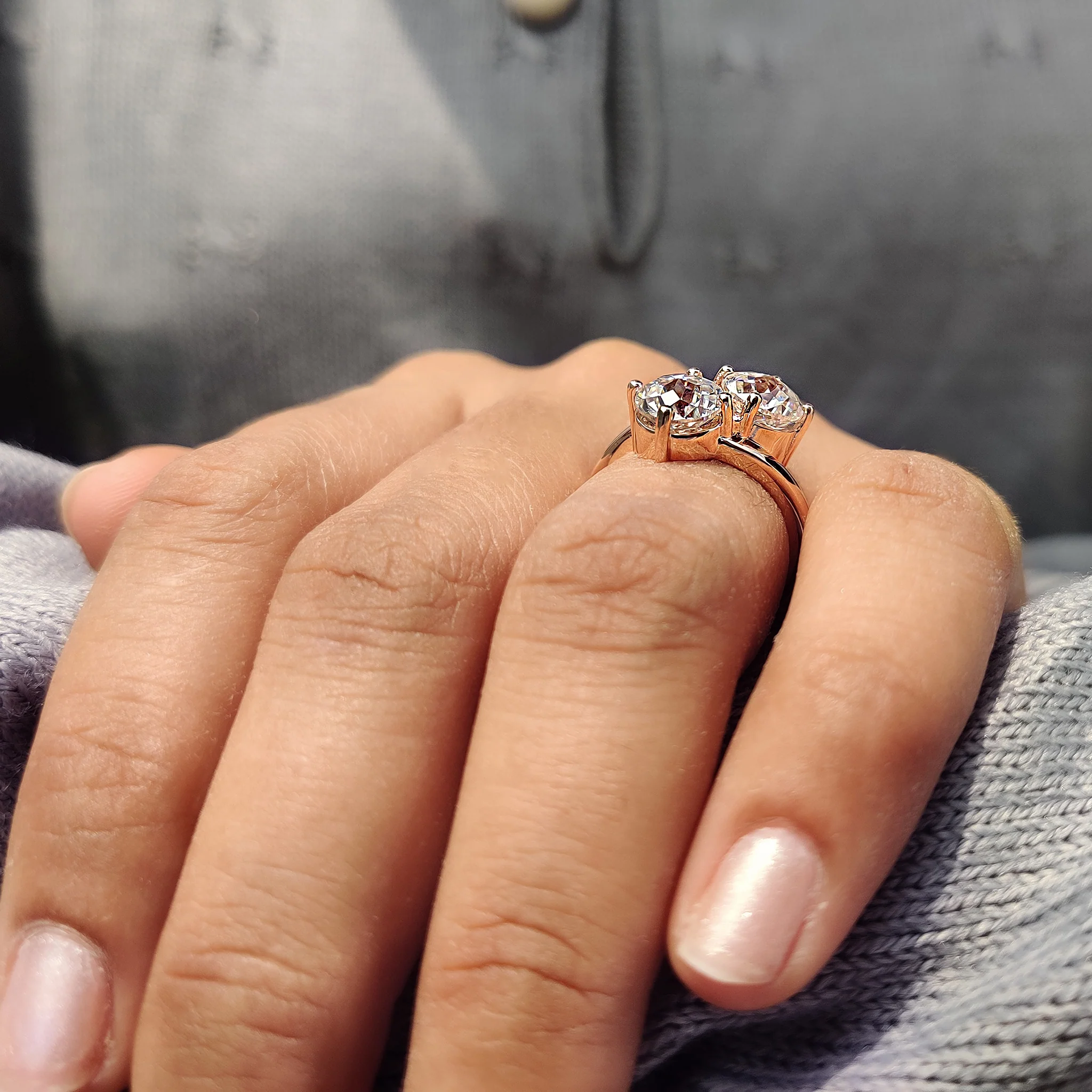 Toi Et Moi Ring with Jubilee Cut Two Stone Style - Image 6