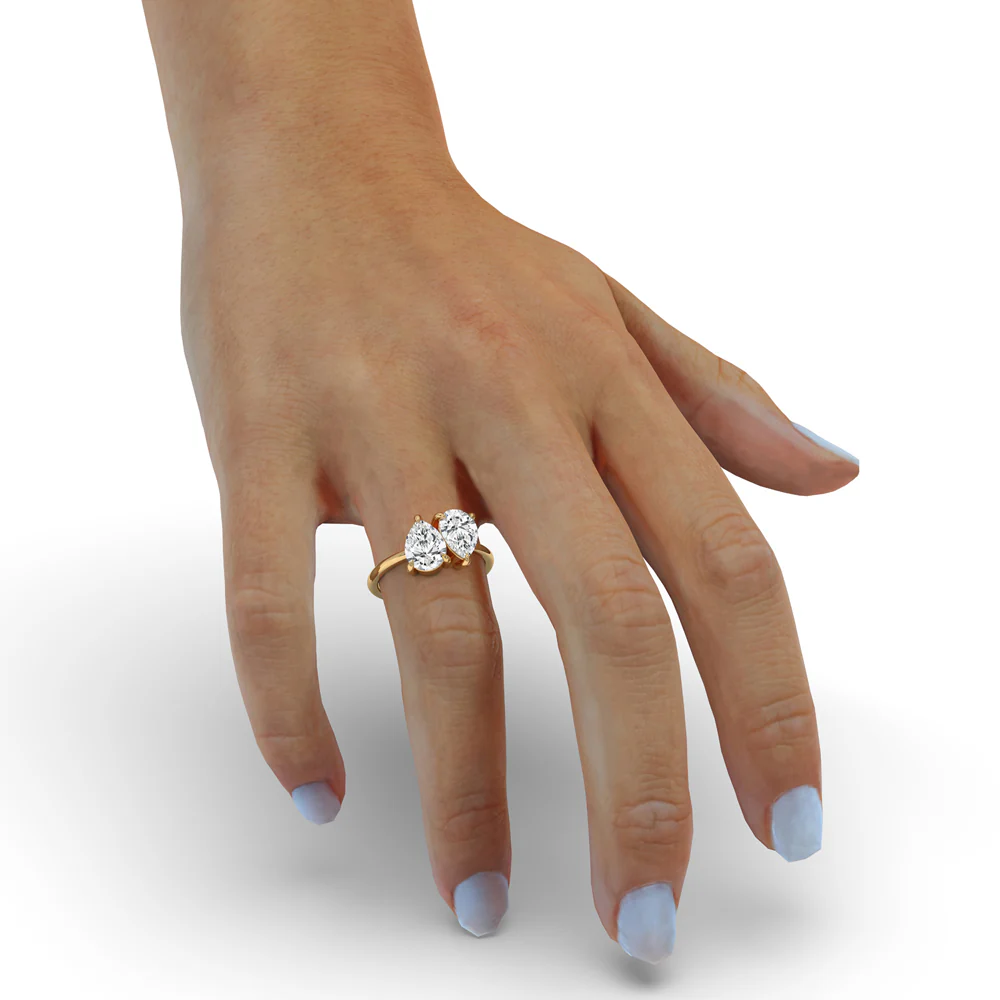 Toi et Moi Ring with Pear Diamond - Image 5