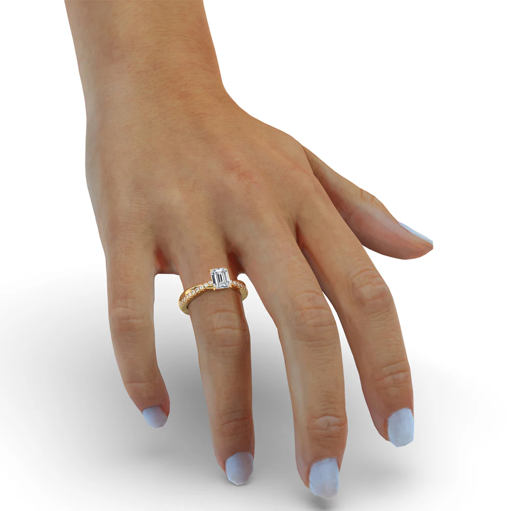 Twist Engagement Ring With Pave style - Image 2