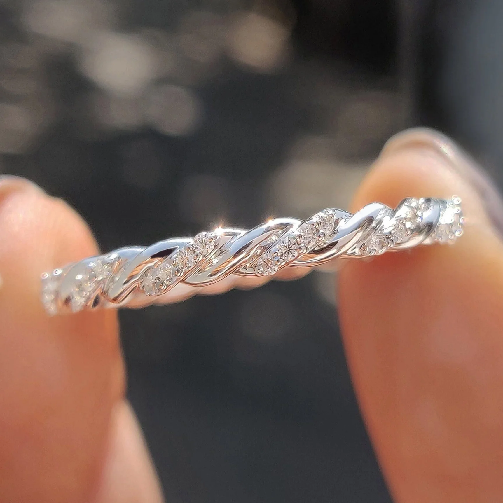 Twisted Eternity Band With Round Moissanite