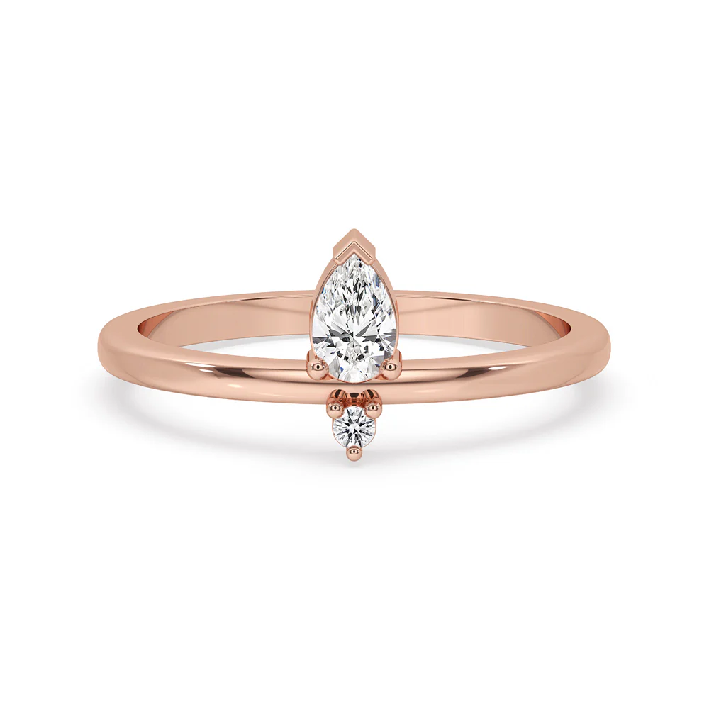 Two Stone Engagement Ring Rose Gold with Double Sparkle