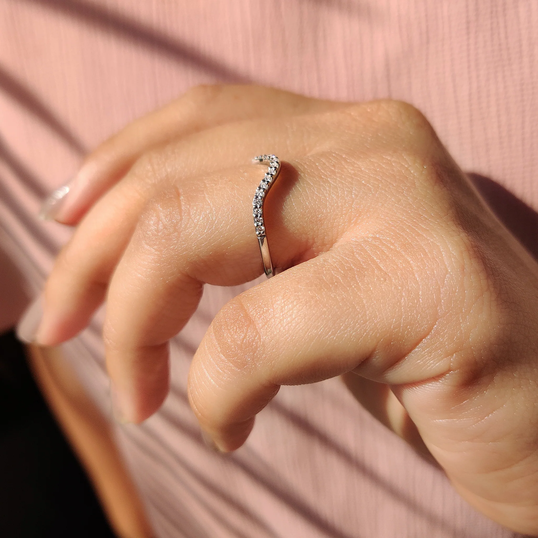 U Shaped Wedding Band Featuring Round Diamond - Image 2