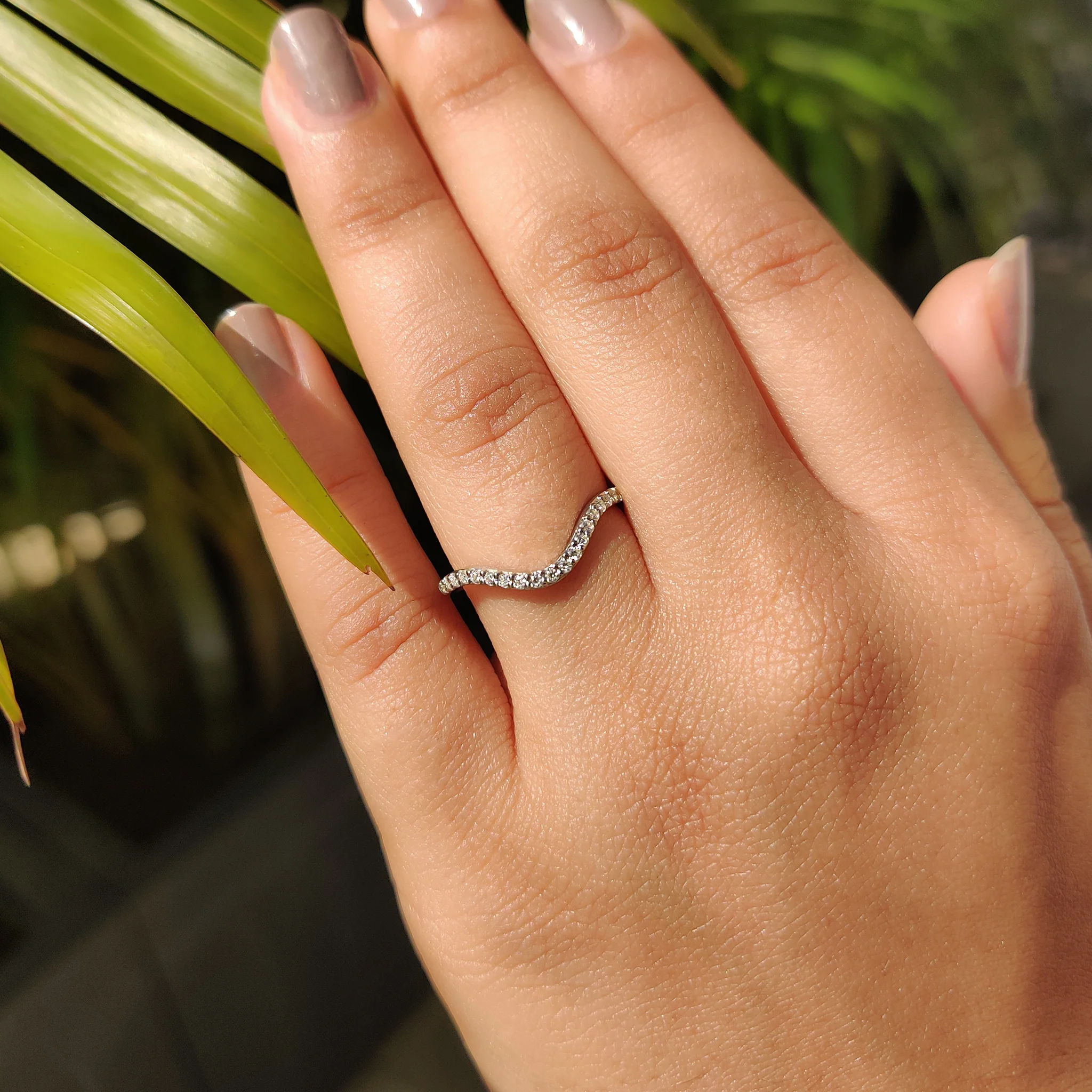 U Shaped Wedding Band Featuring Round Diamond - Image 9