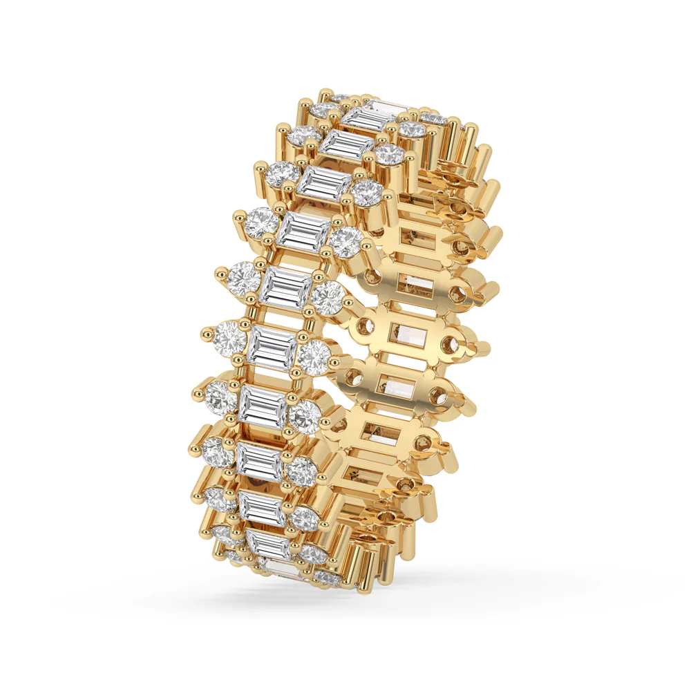 Unique Wedding Band - Three Row Eternity - Image 3