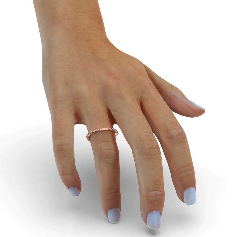 Unique Wedding Band - Round Diamonds - Image 5