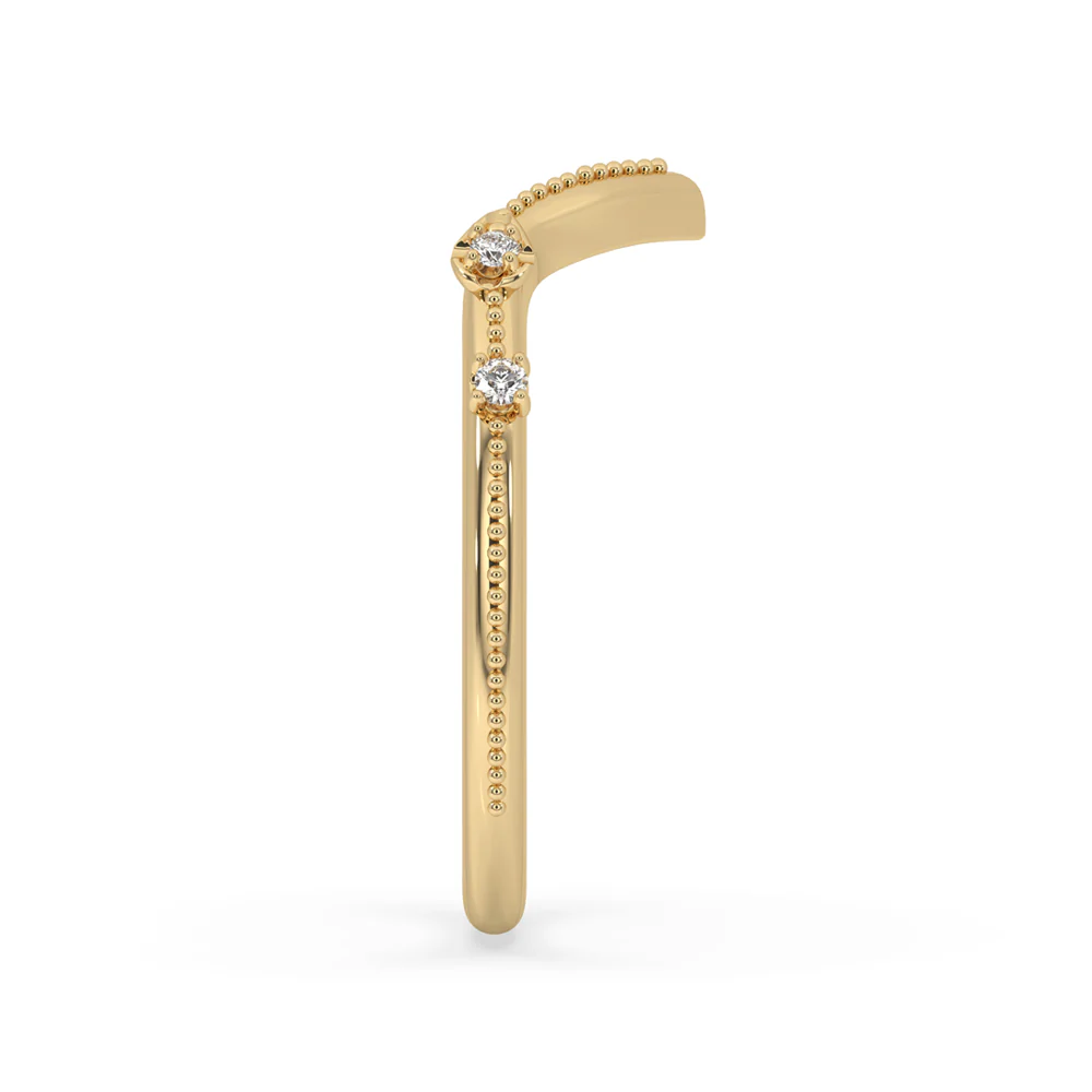 V Shaped Wedding Band - Milgrain Design - Image 3