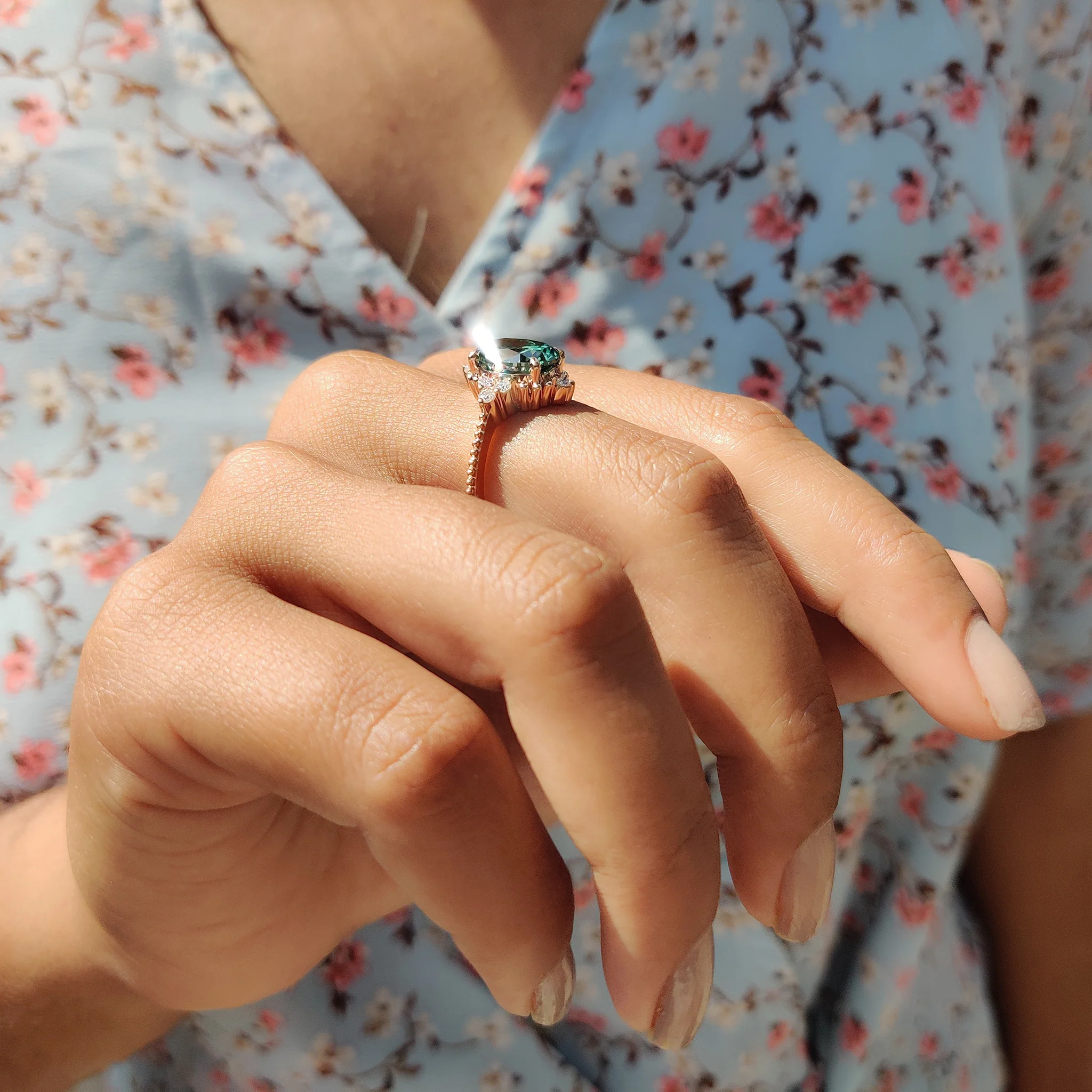Oval Shaped Engagement Ring In Muse Style - Image 3
