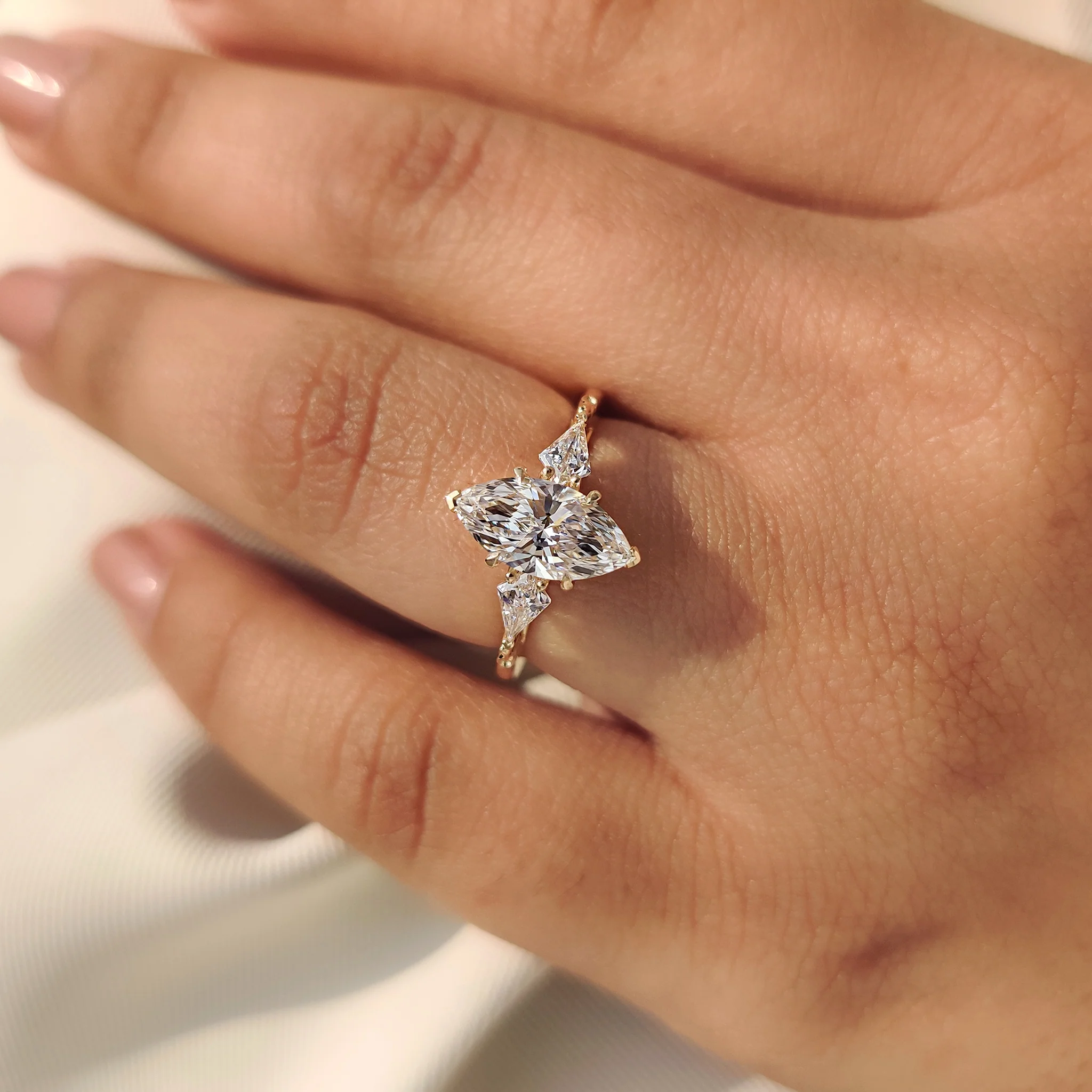 Vintage Style Marquise Diamond Ring with Basket Filigree Details - Image 4