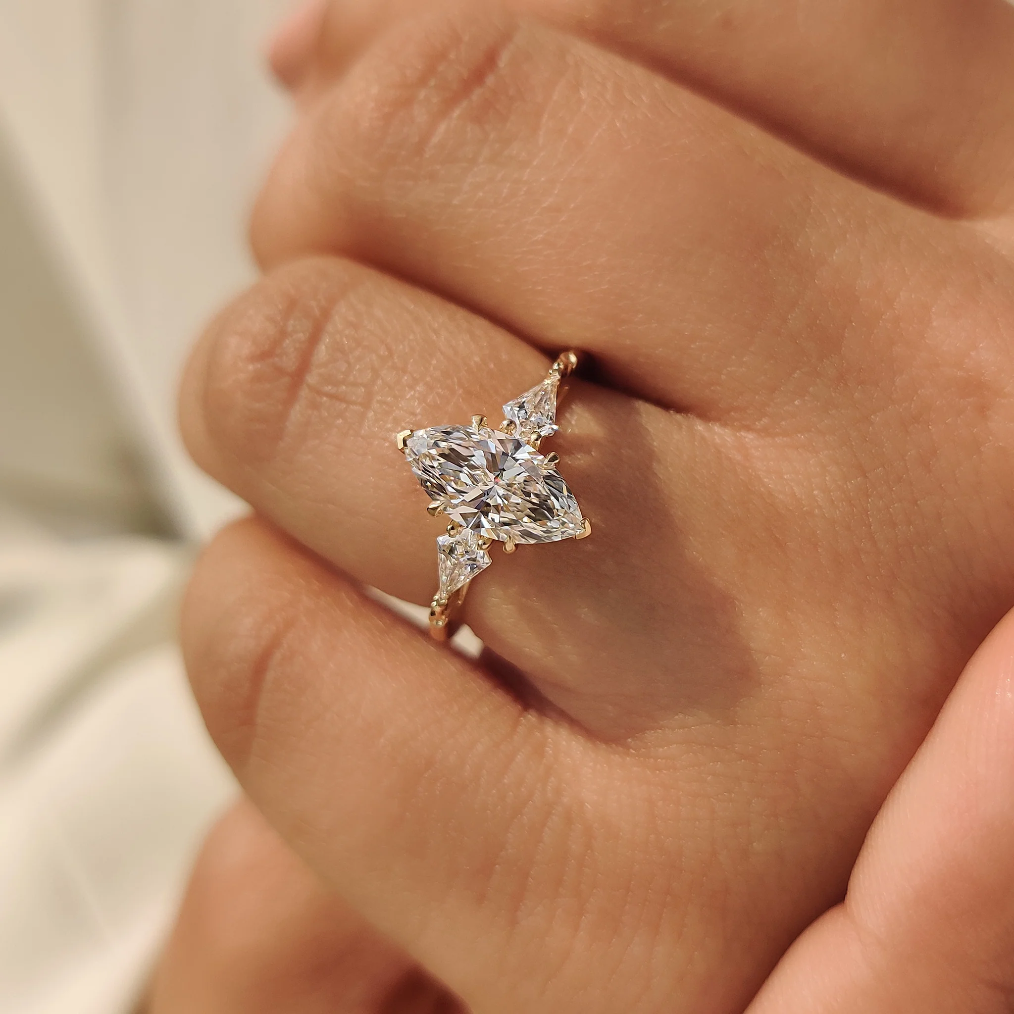 Vintage Style Marquise Diamond Ring with Basket Filigree Details - Image 6